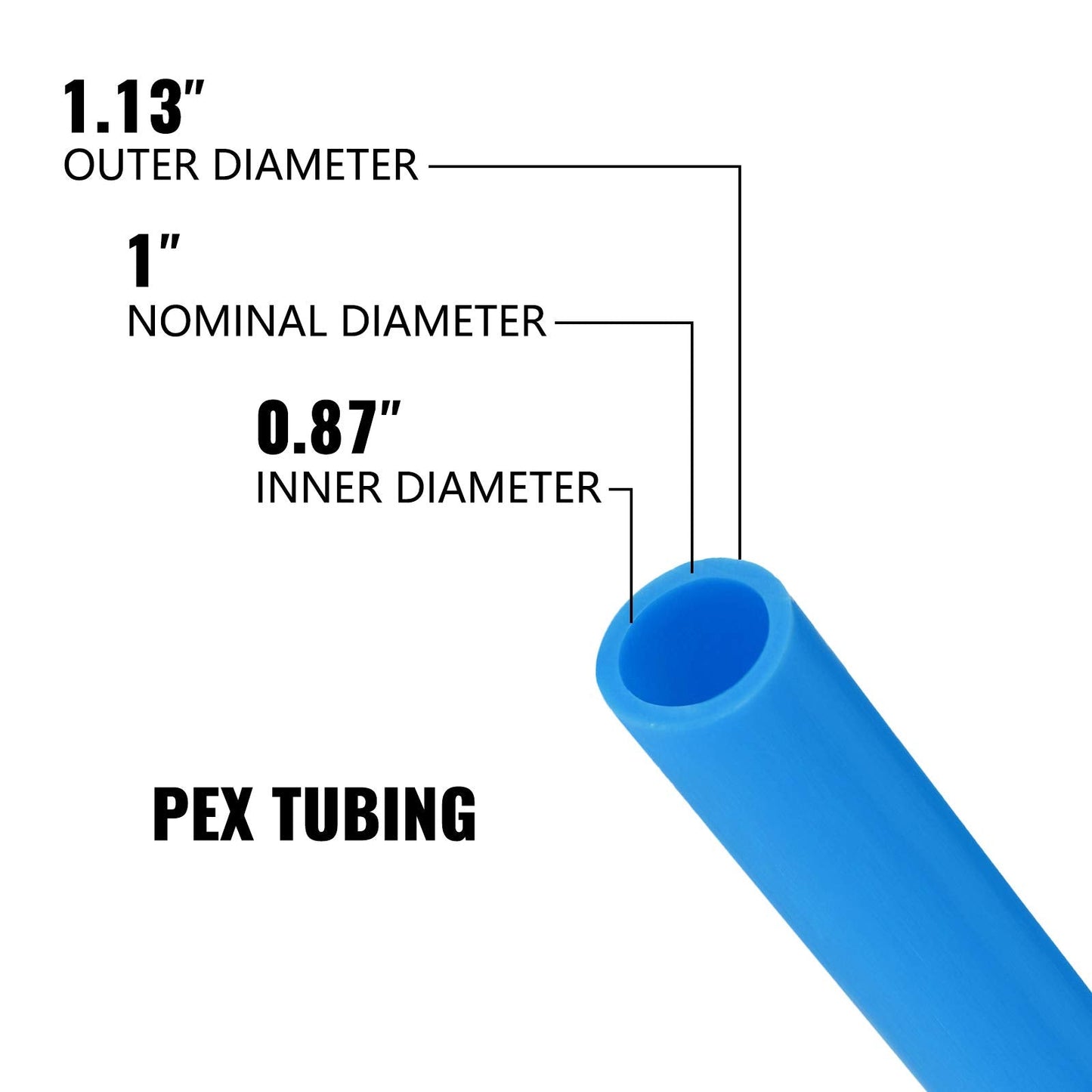 VEVOR PEX-B Pipe 1 Inch X 3 Feet,Non-Oxygen Barrier Flexible Pipe Tubing,Blue for Hydronic Radiant EVOH Floor Heating, Water Plumbing Applications with Cutter& Clamps