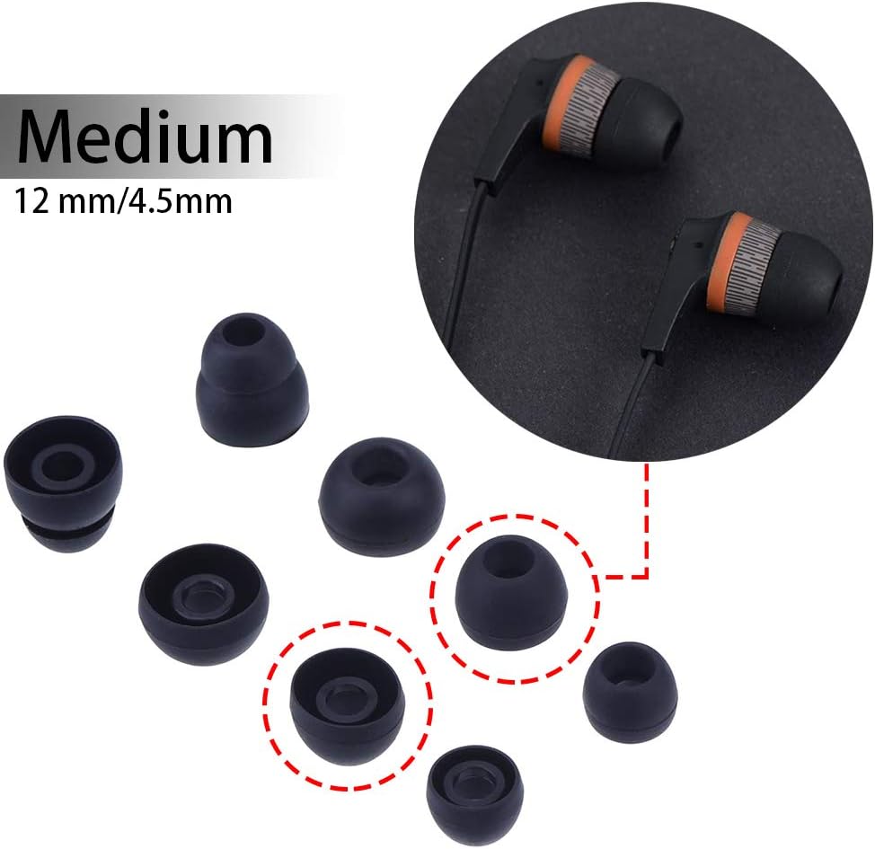 Blacell 20 10 10 Pcs Medium Silicone Earbud Cap Tip Cover Replacement - Black, Clear Title