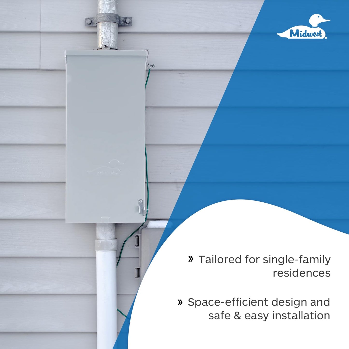 MIDWEST U281C1 • Unmetered Service Entrance Equipment • Weatherproof 200A Unmetered Main • 4 Circuit space • N3R Surface Mounted • NEC Compliant