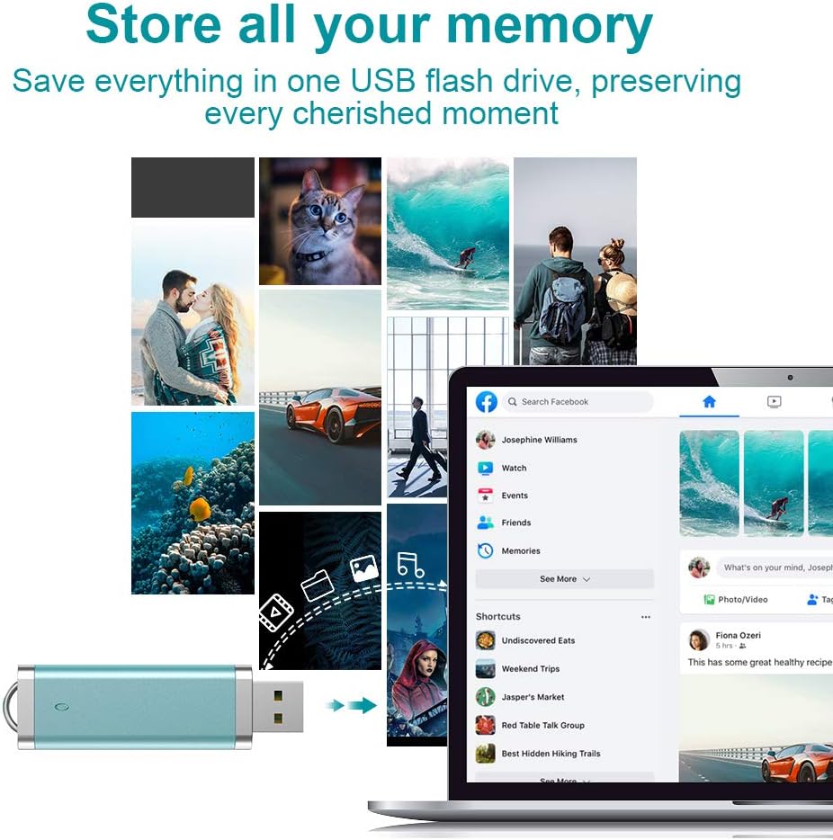 KEXIN 3 Pack 64GB 64 64G Flash Drive USB Drive Thumb Drive GB USB Flash Drive Jump Drive Flash Drives Photo Memory