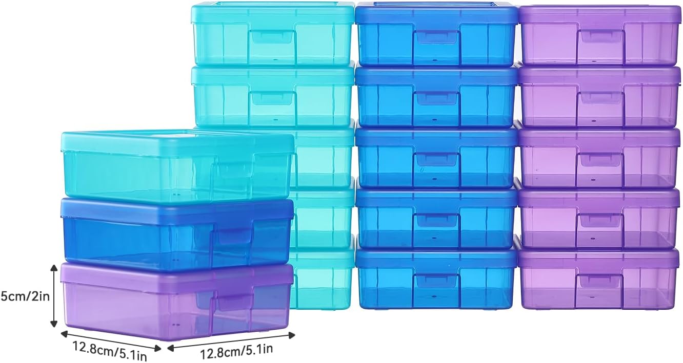 Novelinks 18-Pack Small Plastic Storage Containers - Clear Stackable Organizers with Lids for Arts & Crafts