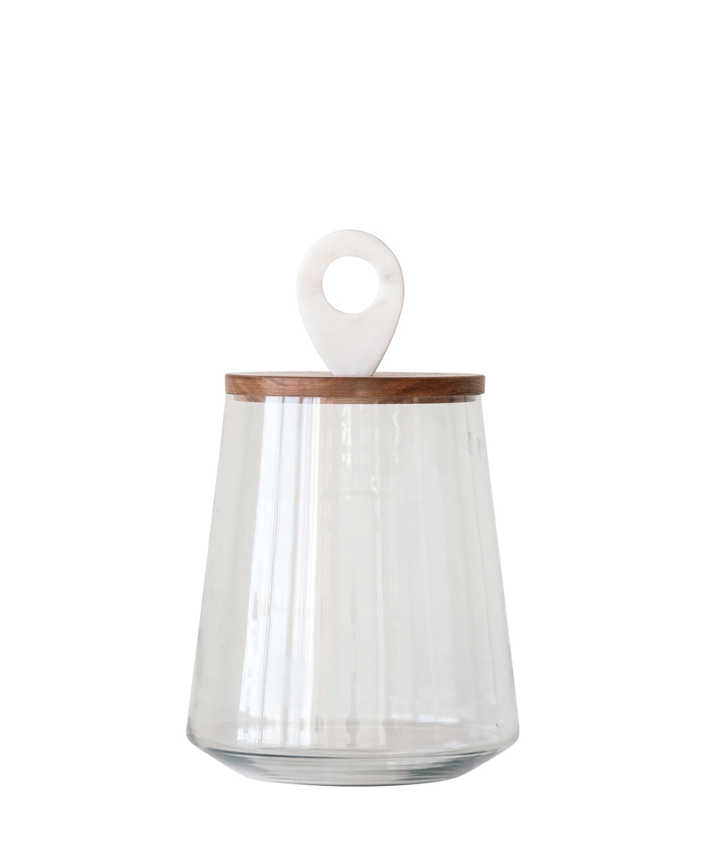 Small Clear Glass Jar with Mango Wood & Marble Lid