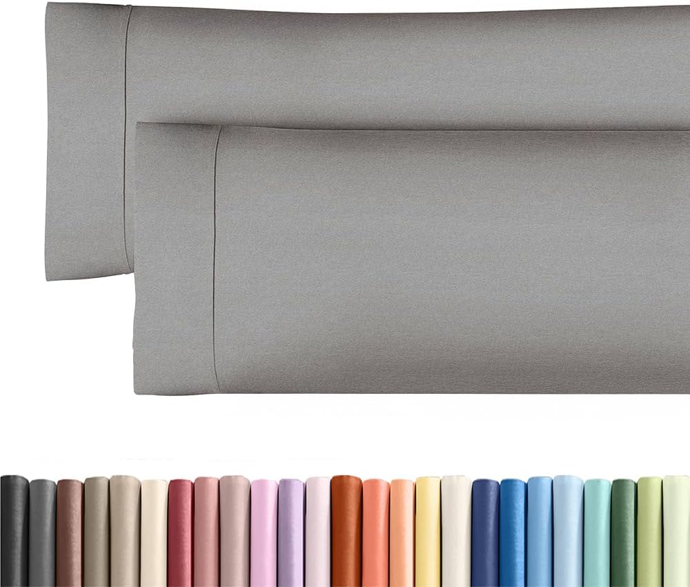 Skiennix Body Pillowcases Set of 2 | 20x54 Soft Covers for Side Sleepers - Comfy, Wrinkle-Free, Machine Washable in Heathered Grey