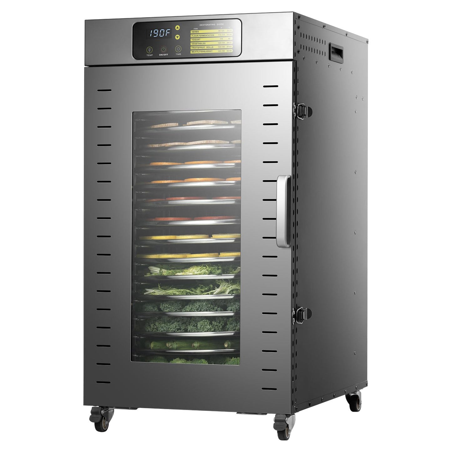 Septree 360 Rotating Dehydrator 16 Trays, Commercial Large Capacity Auto-Rotate Food Dryer Machine with Timer, for Beef Jerky Herbs Dog Treats, 1500W Fast Drying Industrial Dehydrater Stainless Steel
