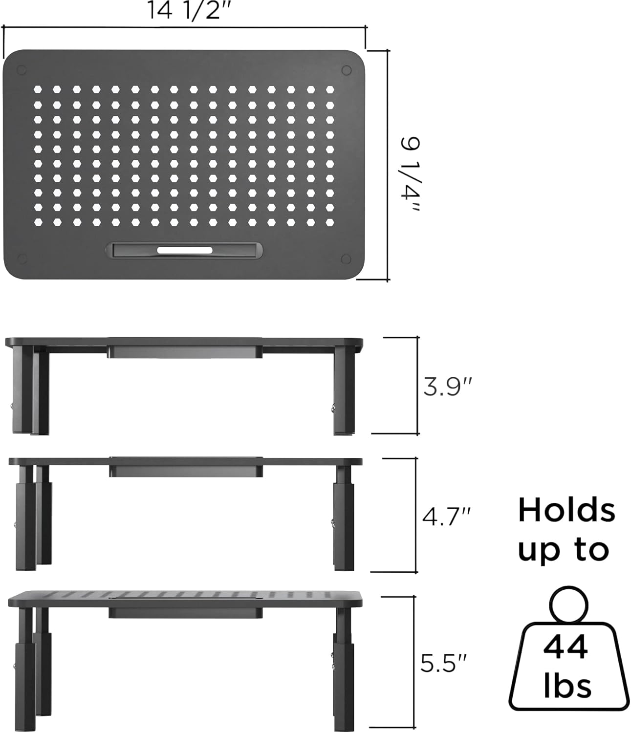 2 Pack EVOOMI Back Saver Monitor Stand for Desk - Monitor Riser - Anti-Skid HD Hexagonal Steel Computer Stand - Free
