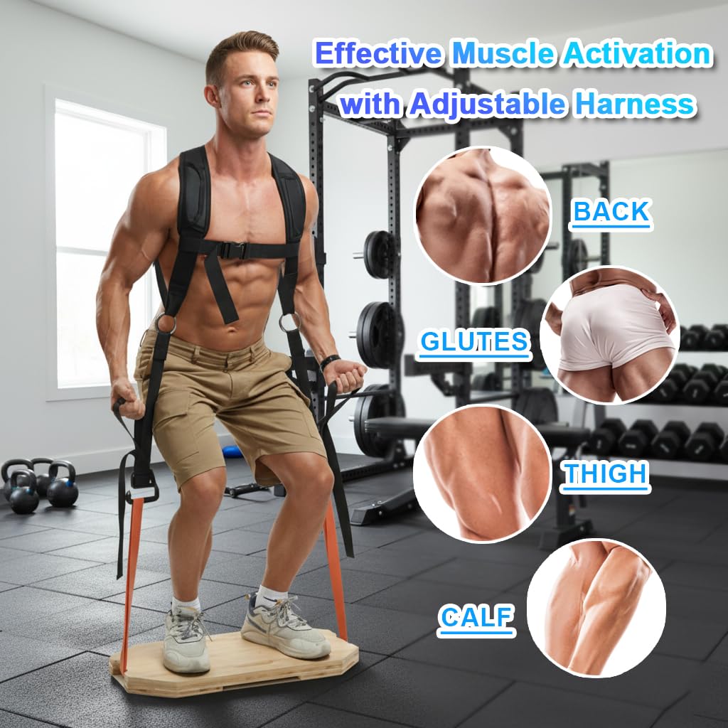 J Bryant Adjustable Squat Harness Vest with Padded Shoulder Support, Quick‑Release Buckle & E‑Hook for Full‑Body Strength Training, Resistance Bands & Board Not Included