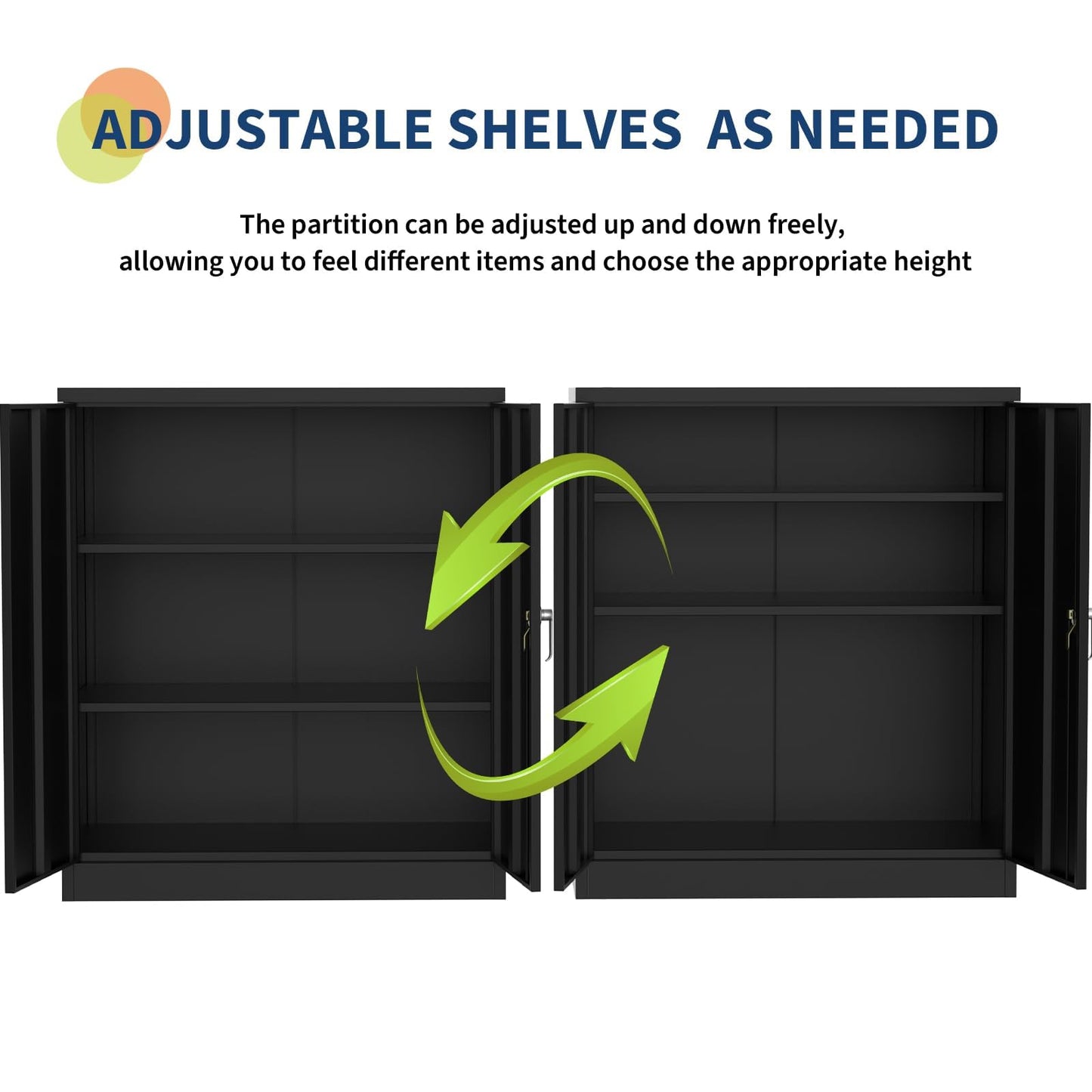 Wall Cabinet Metal Storage Cabinet with Lockable Double Doors, Adjustable Shelves, Heavy Duty Steel Garage Cabinet, Rust-Resistant Hanging Cabinets for Home, Office, Utility Room, Easy Assembly, Black