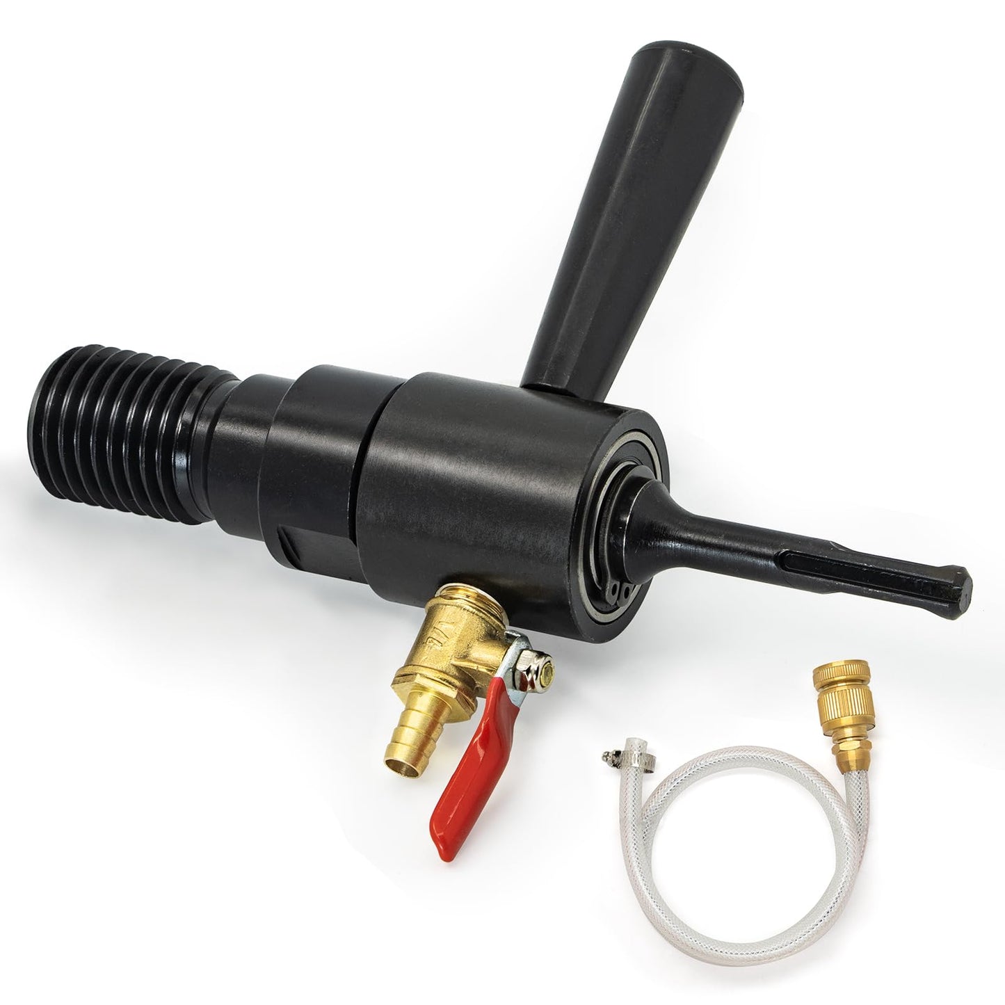 DaduoRi 7" Wet Core Drill Bit with Water Injection Capable Adapter for SDS Plus Shank - Includes Solid Brass Quick Connector and Hose - Convenient 1 1/4"-7 Thread Core Bit with Water Feed Design