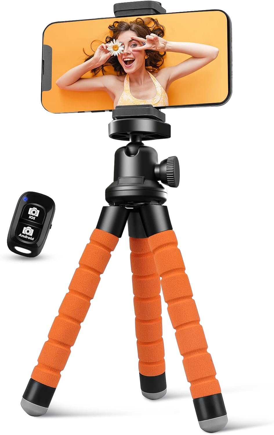 Aureday Phone Tripod, Flexible Tripod for iPhone and Android, Portable with Wireless Remote and Clip for Video