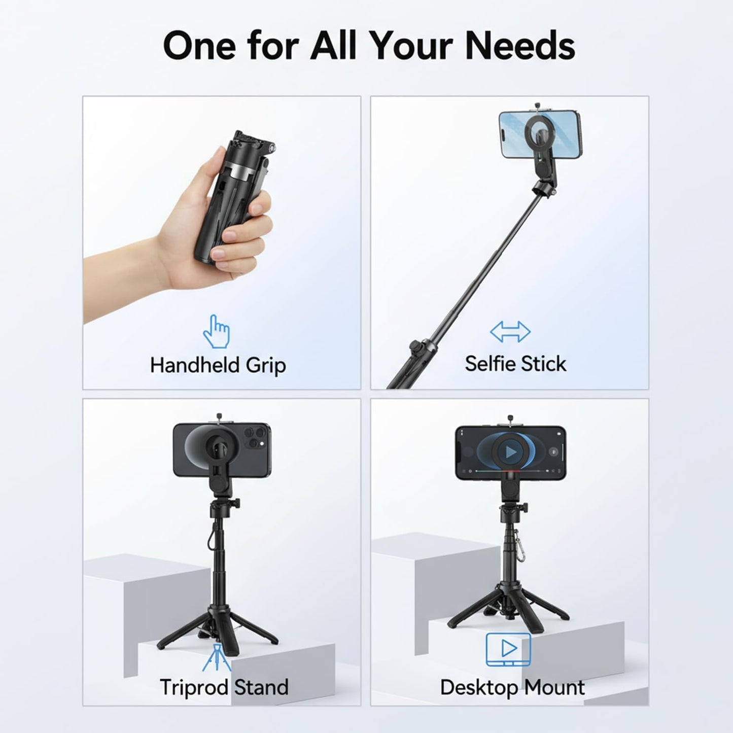 AntoFlash for Magnetic Tripod Stand for iPhone Pocket-Size Selfie Stick Mag-Safe Tripod Phone Holder with Wireless