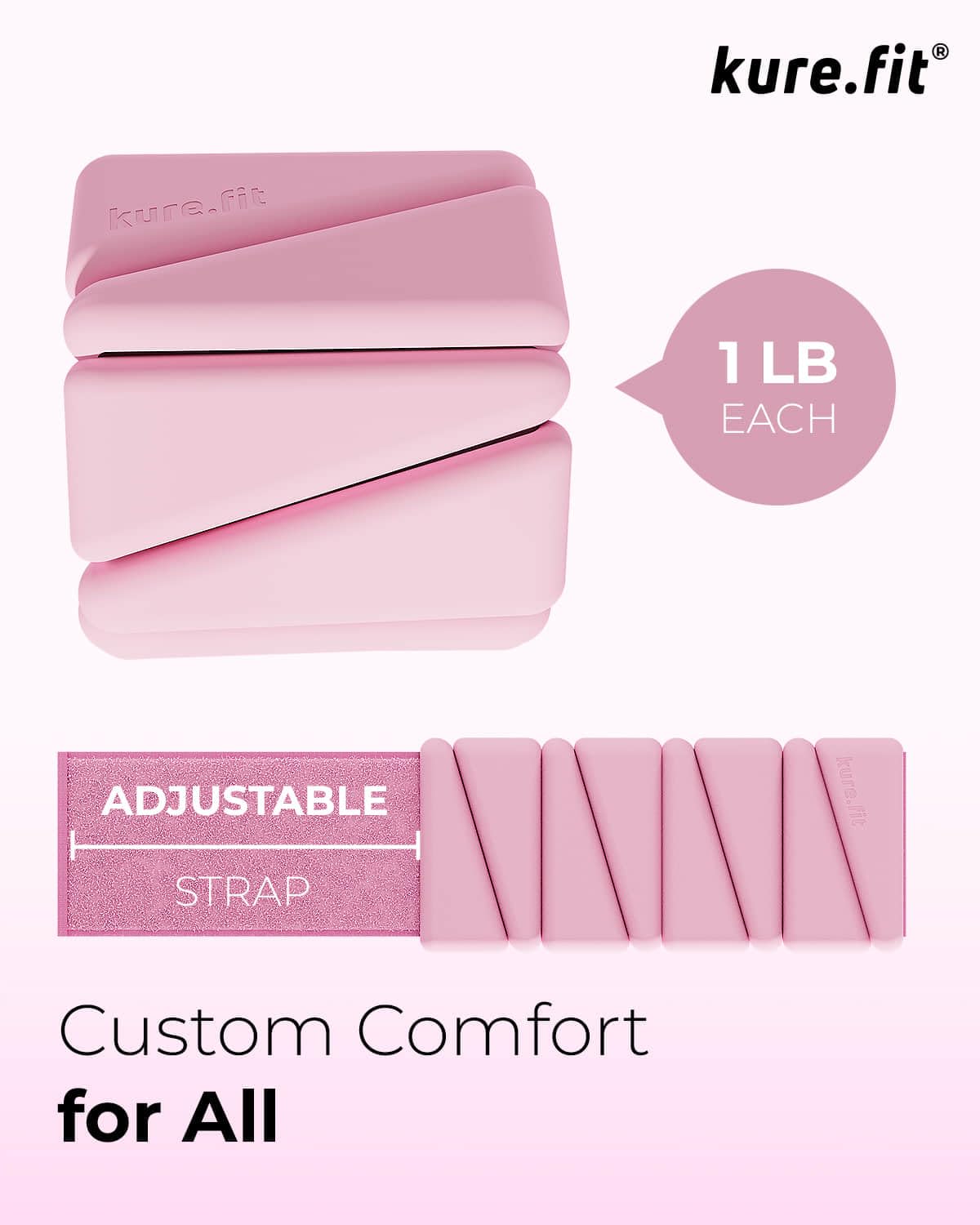 kure.fit Pilates Weight | Wrist & Ankle Weights for Women | Weighted Bangles | 1LB Set of 2