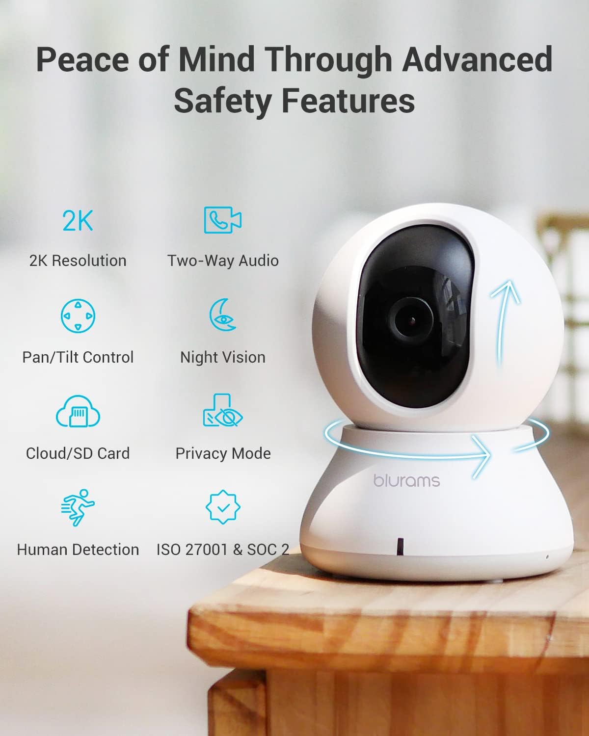 blurams 2K, 360-degree (White-2Pack) Security Camera Baby Monitor Dog Camera for Home Security