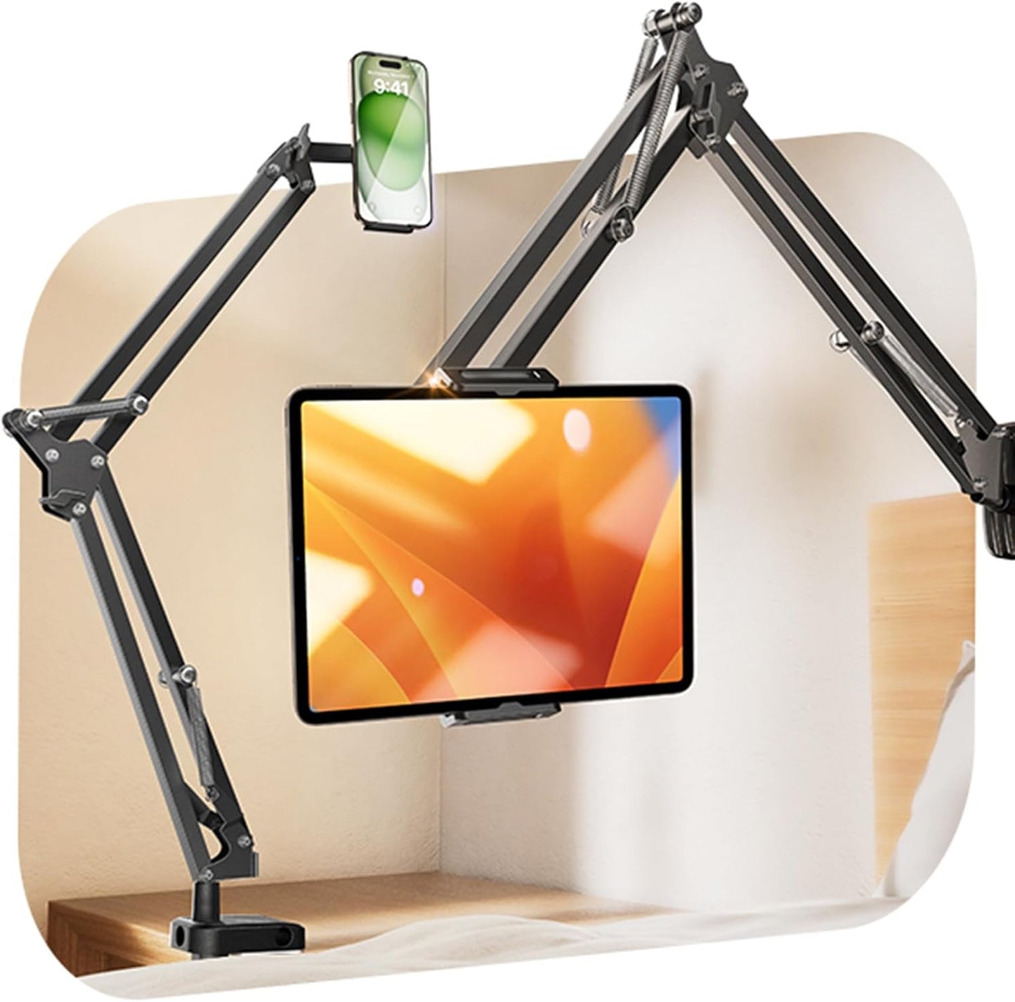 LISEN 2 12, 17e, 4-13" Tablet Stand iPad Stand for Desk Mount [Ultra Sturdy Clamps] iPad Holder for Tablet Holder Mount