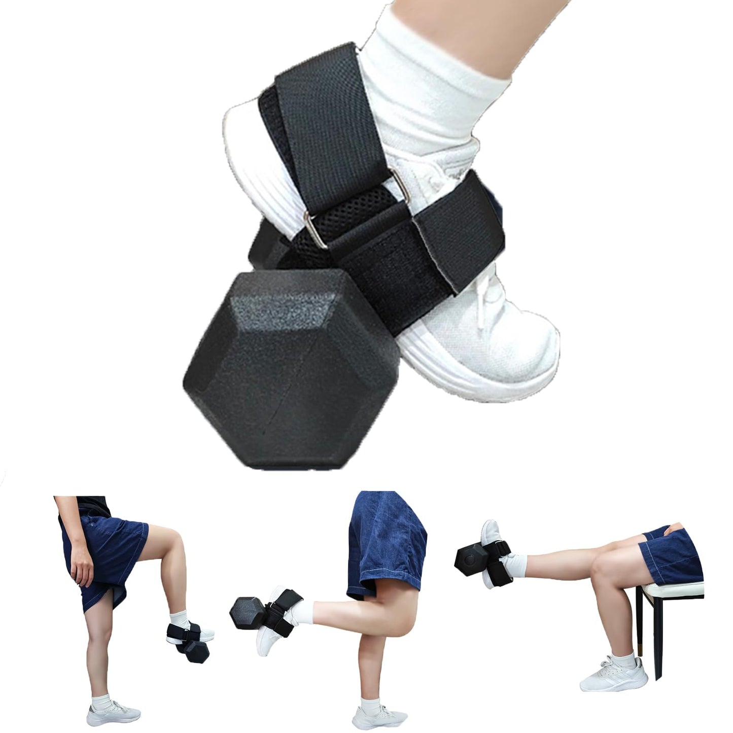 Dumbbell Foot Attachment, Ankle Strap for Dumbbell, Hamstring Curl, Foot Weights for Exercise, Leg extensions, Portable Leg Workout Fitness Accessory, Adjustable Leg Weights