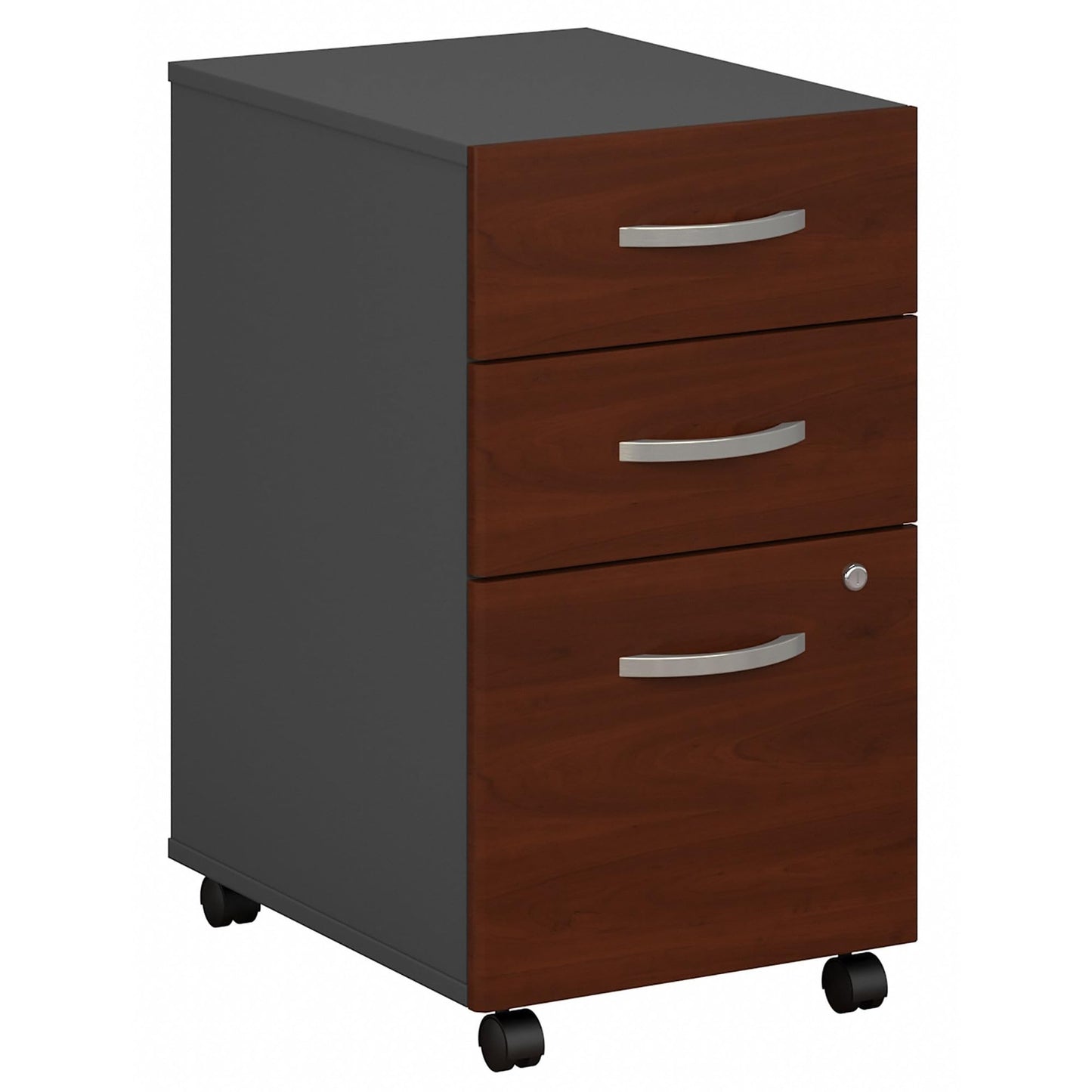 Bush Business Furniture Series C 3 Drawer Rolling File Cabinet in Hansen Cherry, Fully Assembled Under Desk Storage with Wheels for Home and Professional Office