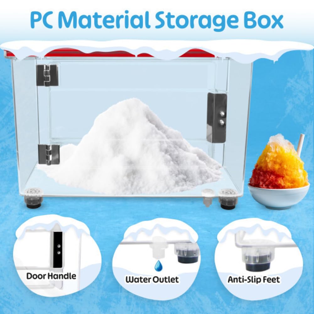 Ice Crusher Machine - Snow Cone Machine with Dual Stainless-Steel Blades - 440lbs/hour 250W Shaved Ice Machine with 39L Capacity - Slushy Machine for Home, Bar or Restaurant by Great Northern Popcorn