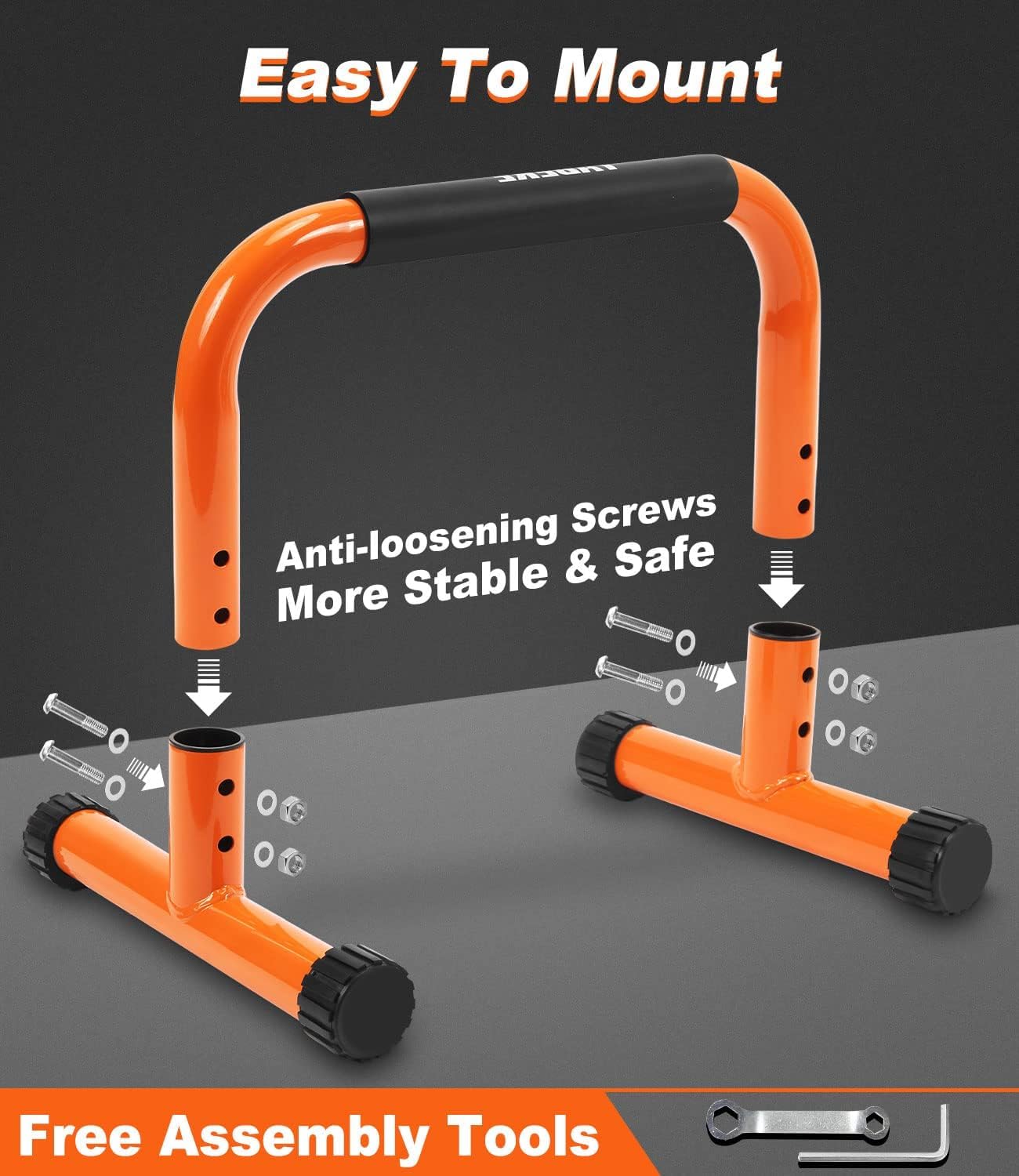 TABEKE Push Up Bar, 12 Inch High Non-Slip Parallettes Bars & Dip Bars With Foam Handles, Heavy-Duty No Wobbling Calisthenics Equipment For Handstand, L-Sit, Gymnastics, Strength Training Home Gym Use
