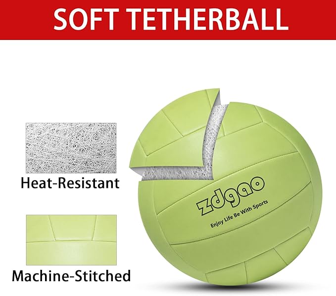 Portable Tetherball-Glow in The Dark Replacement Tether Ball with Carabiner, Ball Pump with Needle for Kids and Adults Outdoors Backyard Game
