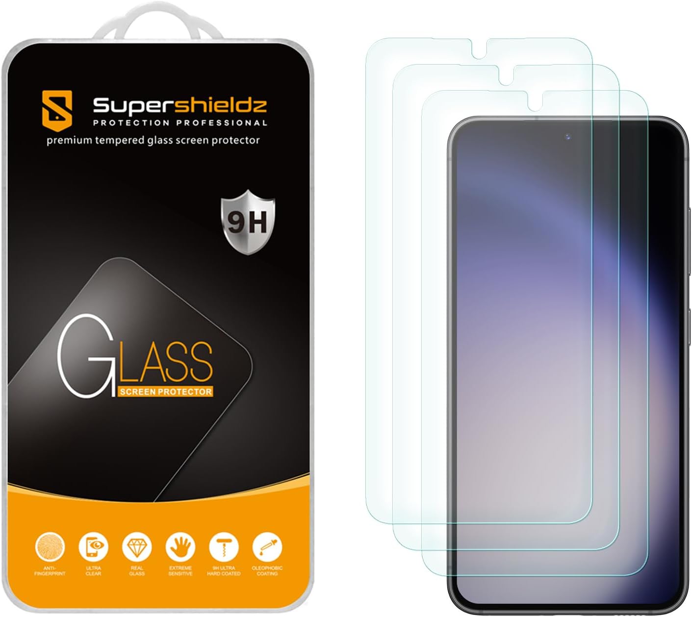 (3 Pack) S24 Supershieldz Designed for Samsung Galaxy Tempered Glass Screen Protector, Anti Scratch, Bubble Free