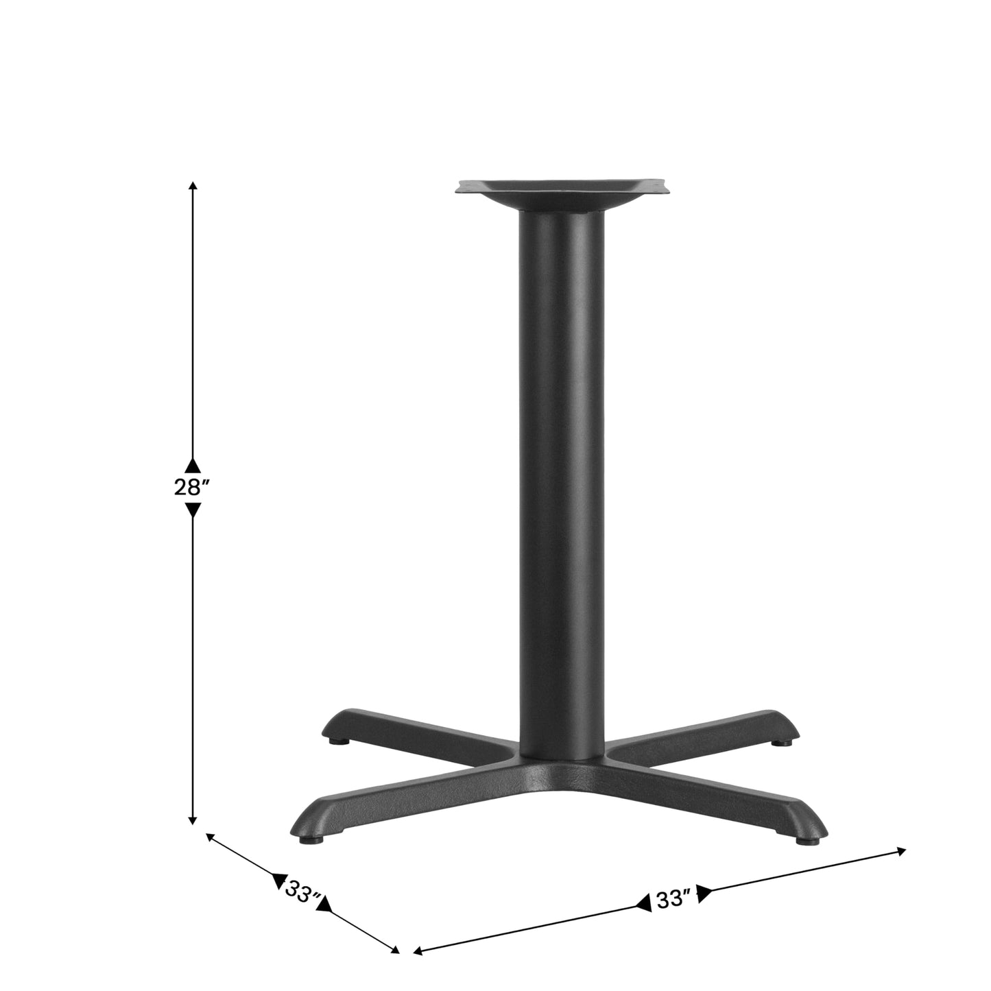 EMMA + OLIVER 33" x 33" Cast Iron Table X-Base with 4" Dia. Column