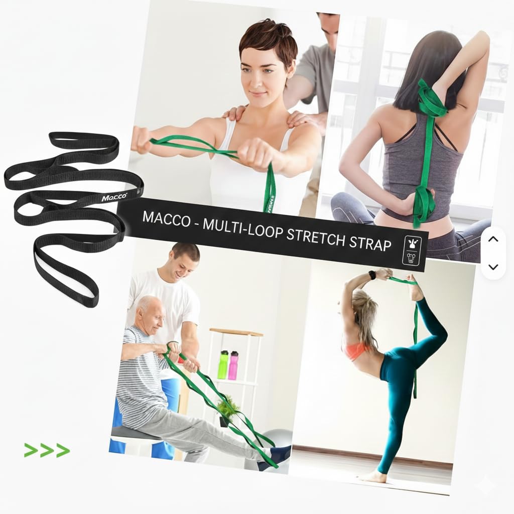 Fabric Stretch Strap for Physical Therapy & Yoga, Non-Elastic Loop Strap for Flexibility, Mobility & Rehab, Full Body Stretching Aid
