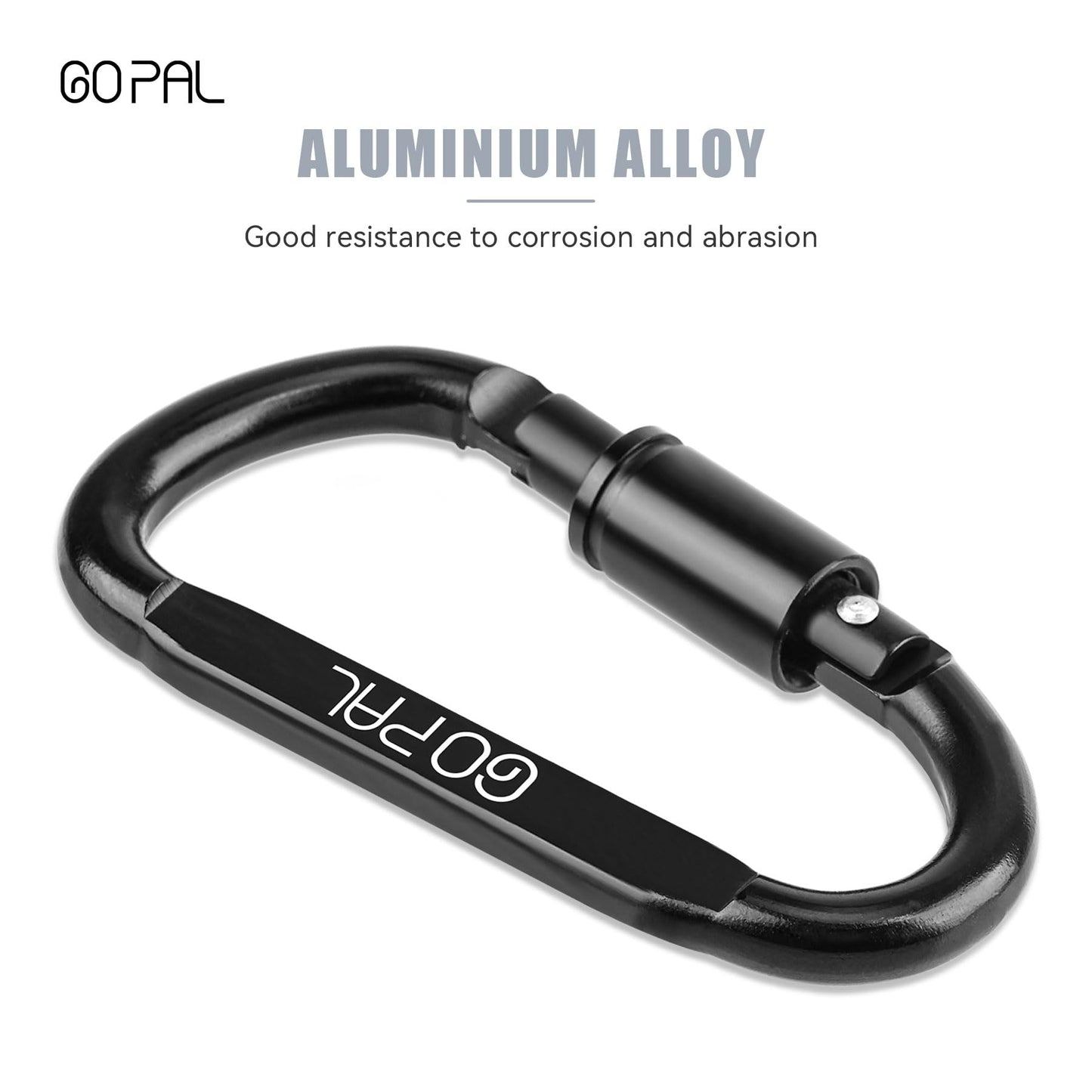 Locking Carabiner Clip：3.15" Large Carabiners Clips - 280lbs Heavy Duty Black Caribiner for Keys, Water Bottle, Backpack, Dog Leash, Travel, Aluminum Carbineers Keychain D Ring Hook 6PCS