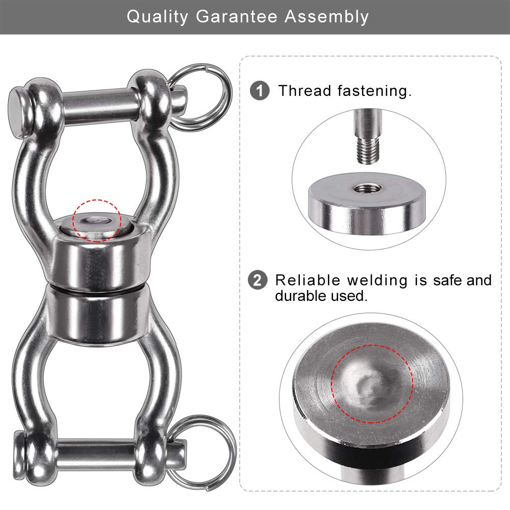 SELEWARE Silent Bearing Swing Swivel, 360° Rotational Device Hanging Accessory with Removeable Buckle for Tree Swing, Hammock Chair, Climbing Rope, Yoga, Kids Swing Swivel 1201LB Capacity