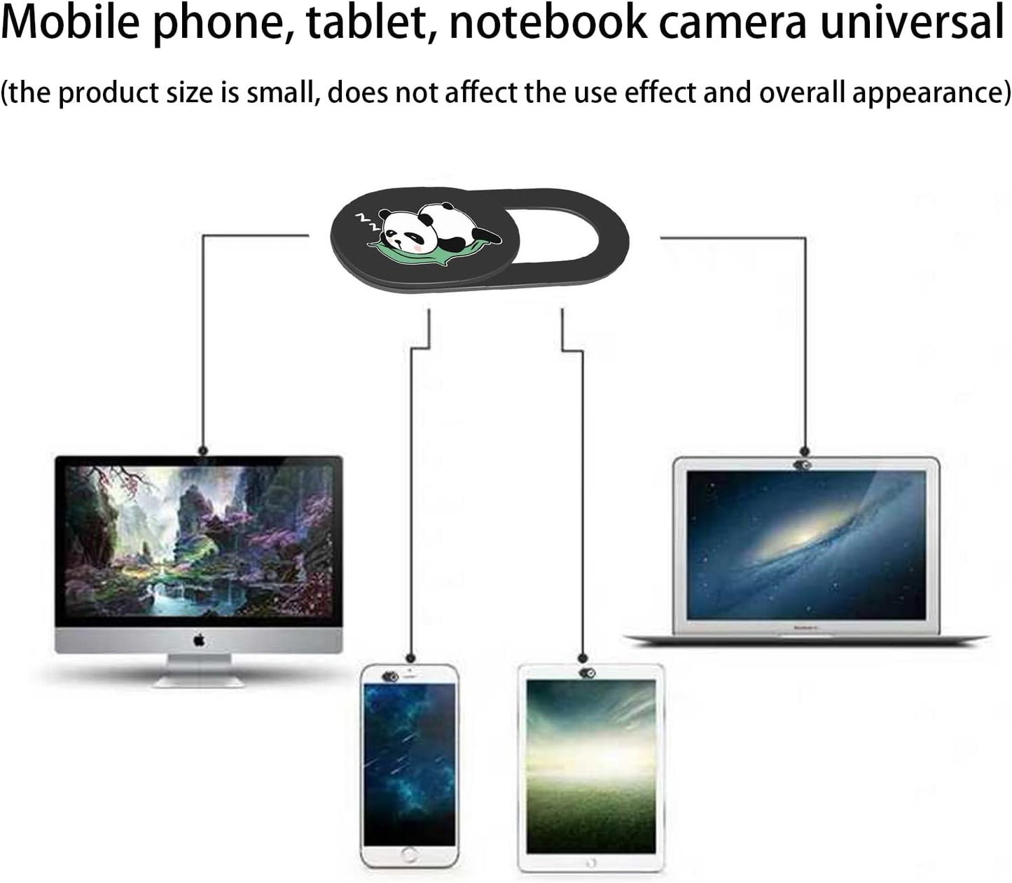 3PCS 0.02 Inch Phone Camera Cover, Laptop Webcam Cover Slide Cover, Webcam Privacy Cover, Keep Your Privacy Safe (Panda