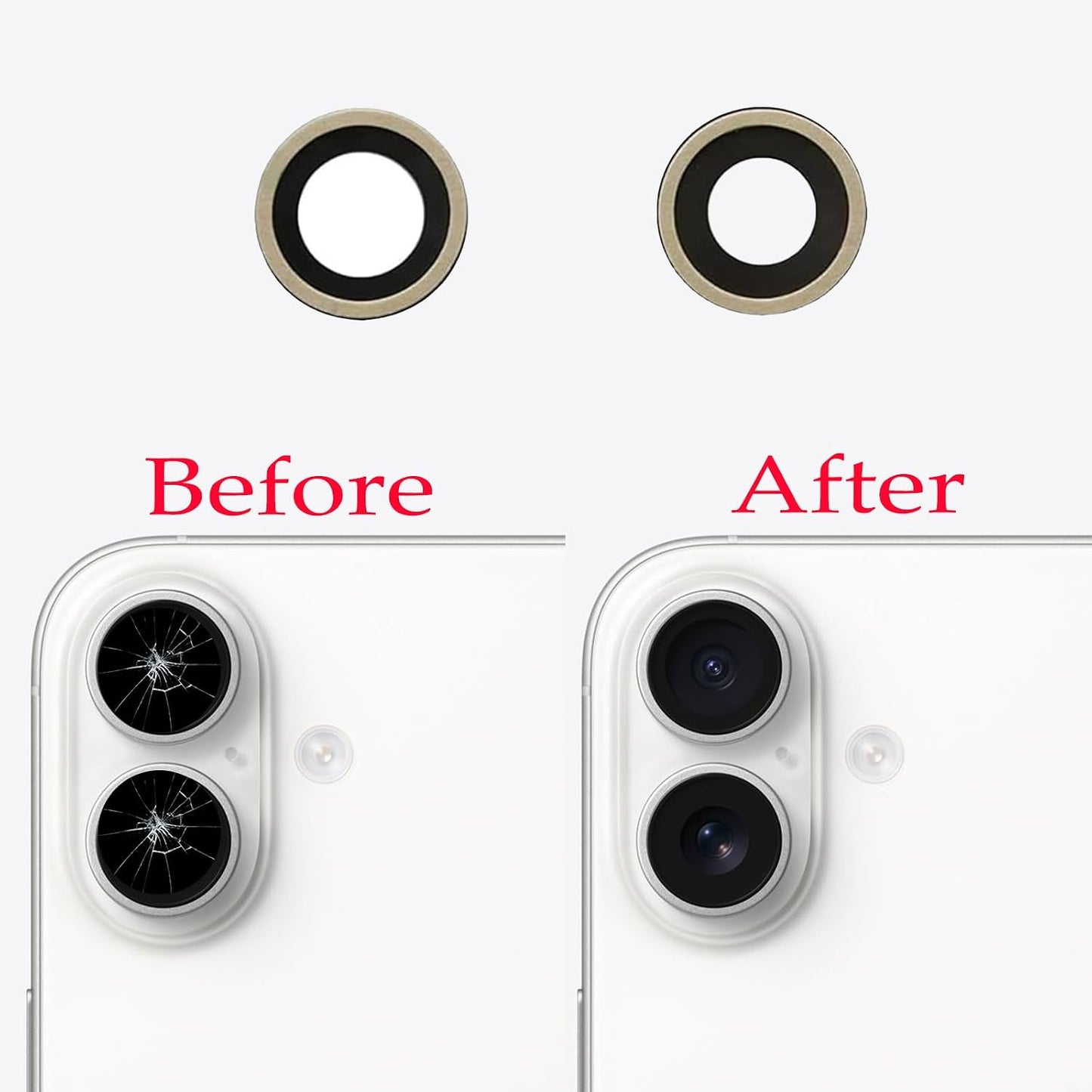 2pcs/Set 16 Back Camera Lens Glass Replacement for iPhone Plus Camera Lens Replacement with Pre-Installed Adhesive +