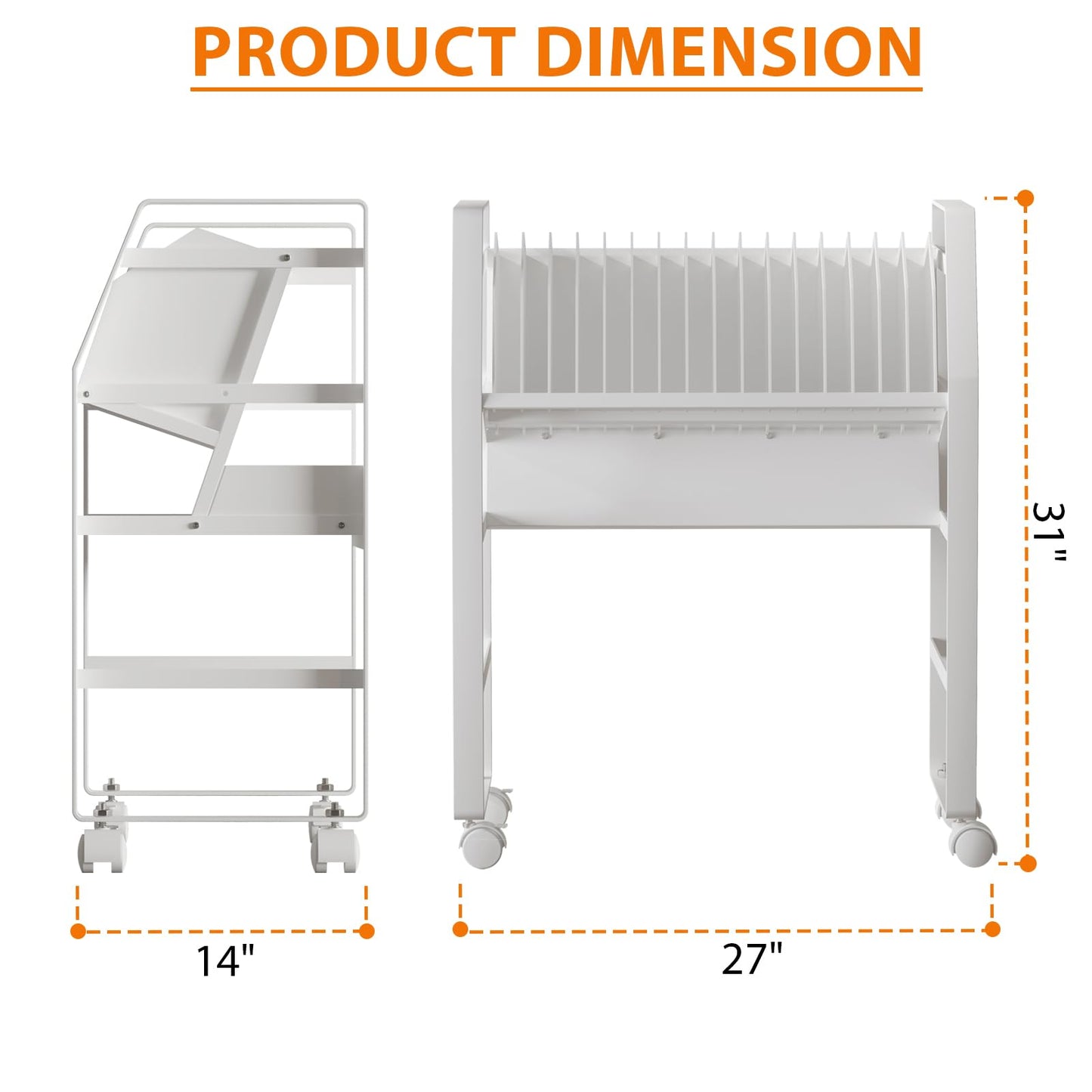 Yunphia US Charging Cart for Chromebook, Fit Up to 16 Laptop,ipad or Chromebooks,Portable Charging Stand,Compatible with Any Screen Size, Easy Access Slots, Removable Dividers,Surge Protection.