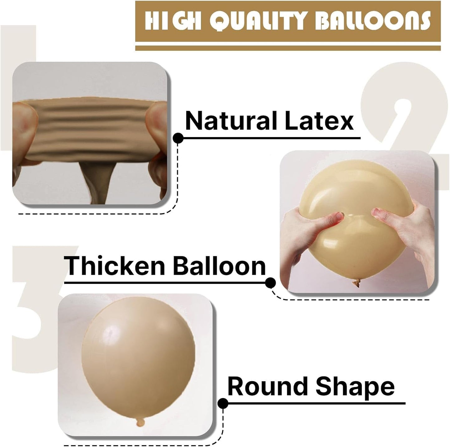 PartyWoo Cream Balloons - 120 Pcs in Beige, Ivory, and Nude for Boho Fall Party Decor | 5-18 Inch Sizes