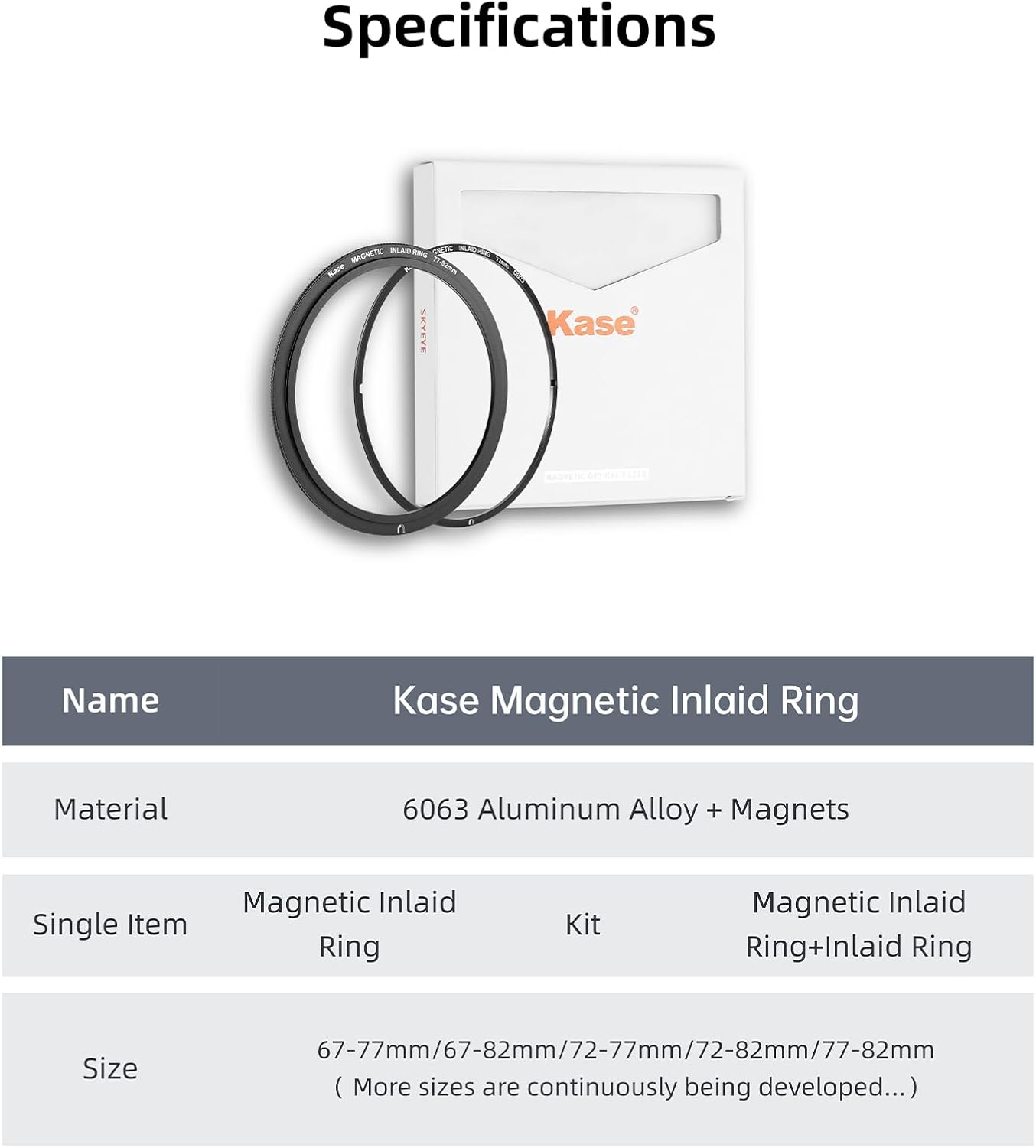 58mm 3.4mm Kase Magnetic Screw in Adapter Ring Kit, Brass Magnetic to Threaded Filter Adapter Rings for Camera Lenses