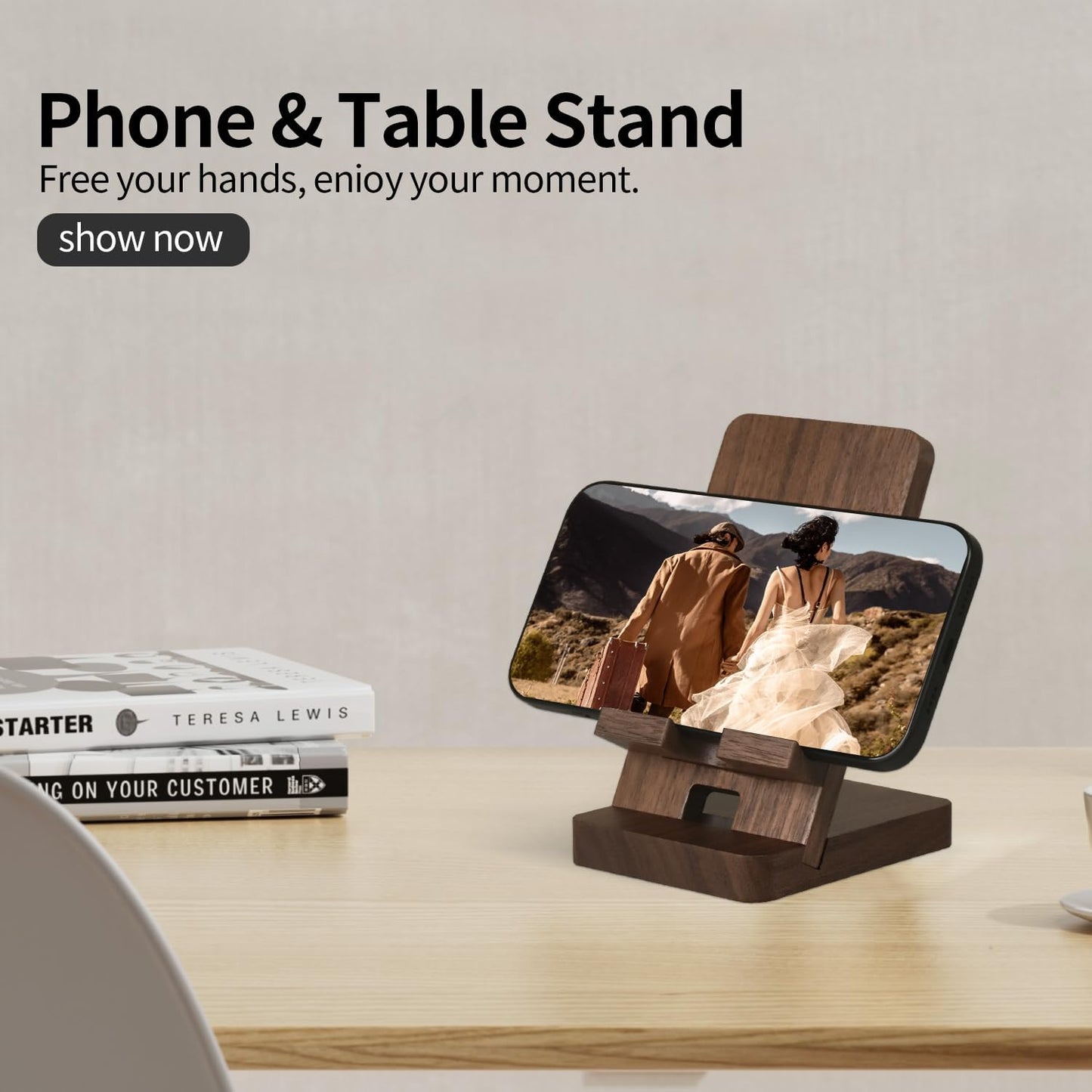 Baiwryxl Wood Phone Stand of , Desktop Wooden Phone Holder, Portable Office Phone Stand for Desk, Wood ipad Stand