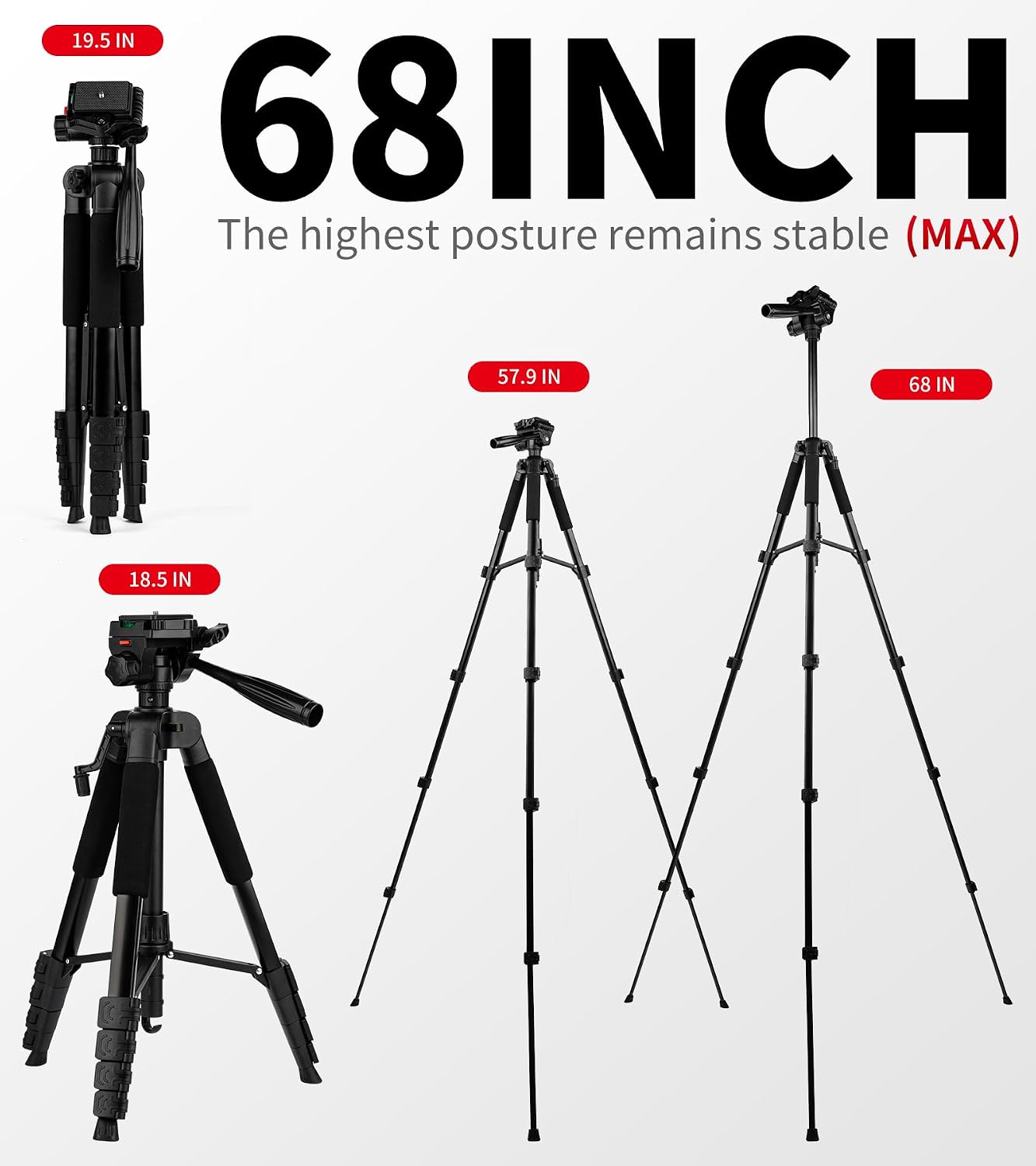 Artisorama 64 Tripod for Cell Phone & Camera,Multi-Angle Portable Tripods Stand, Sturdy & Stable Height Adjustable