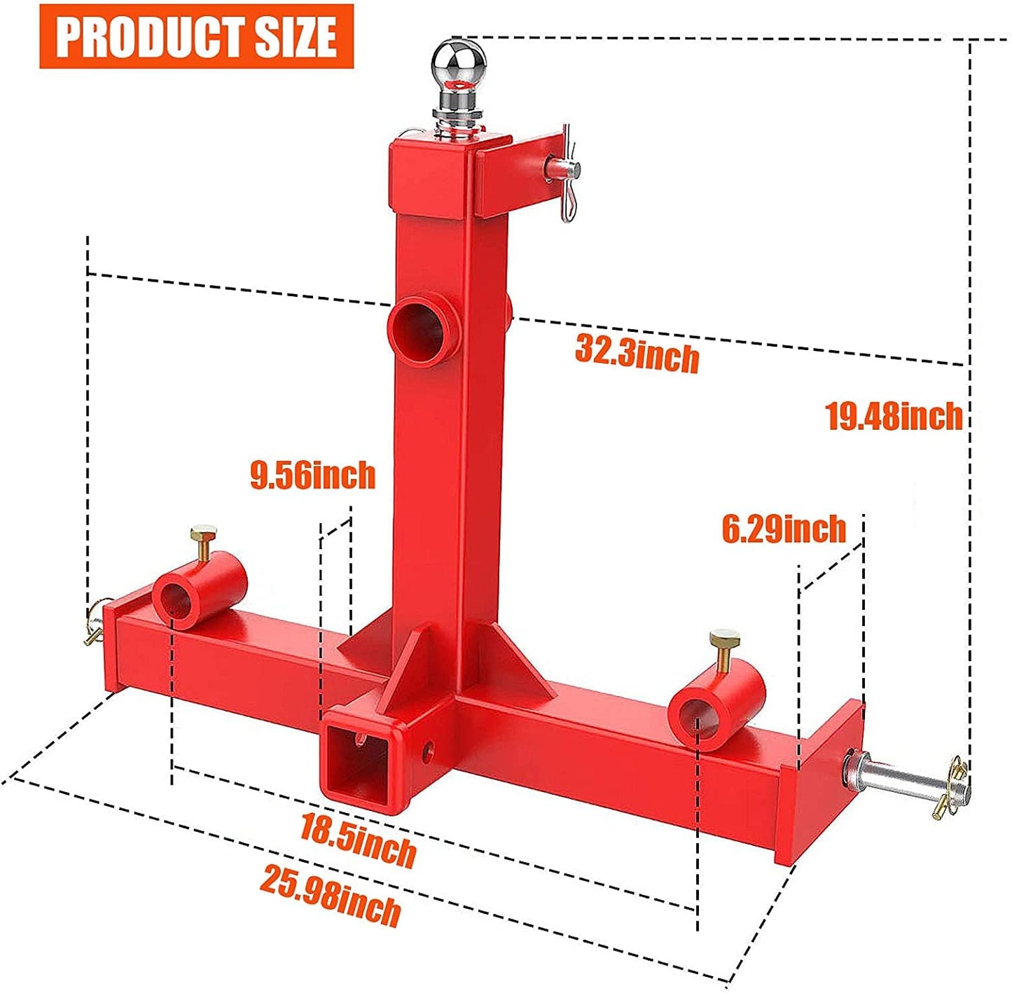 Sulythw 3 Point Hitch Attachment, 3pt Quick Trailer Hitch 2" Receiver Category 1 Attachment, 3000lbs Capacity with Trailer 2-5/16" Ball Gooseneck 3 Point Hitch Receiver Tractor Tow Drawbar