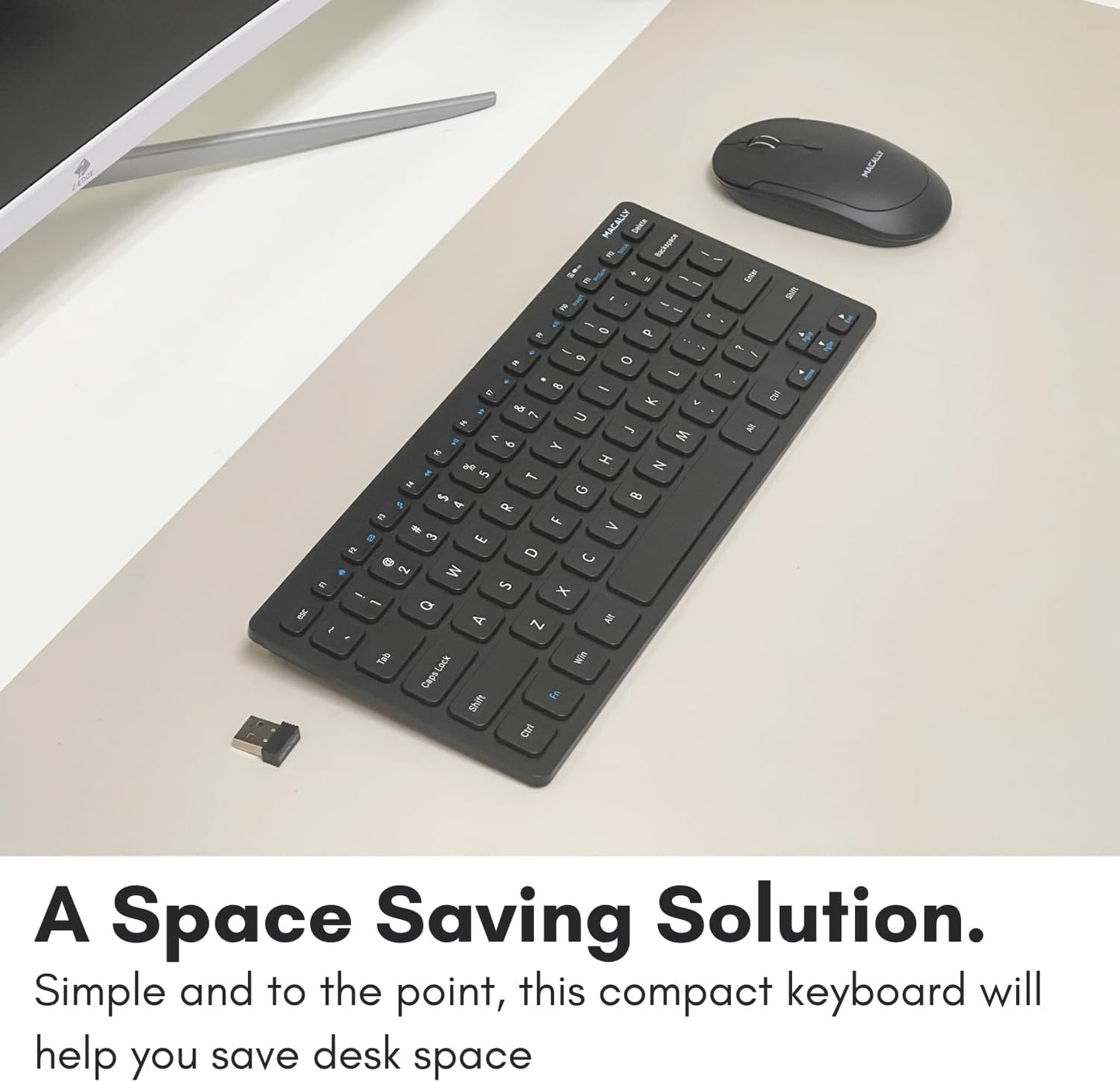 Macally 2.4G Mini Compact Keyboard - Wireless Keyboards for Desktop PC, Surface, Chromebook, Notebook, Laptop Keyboard