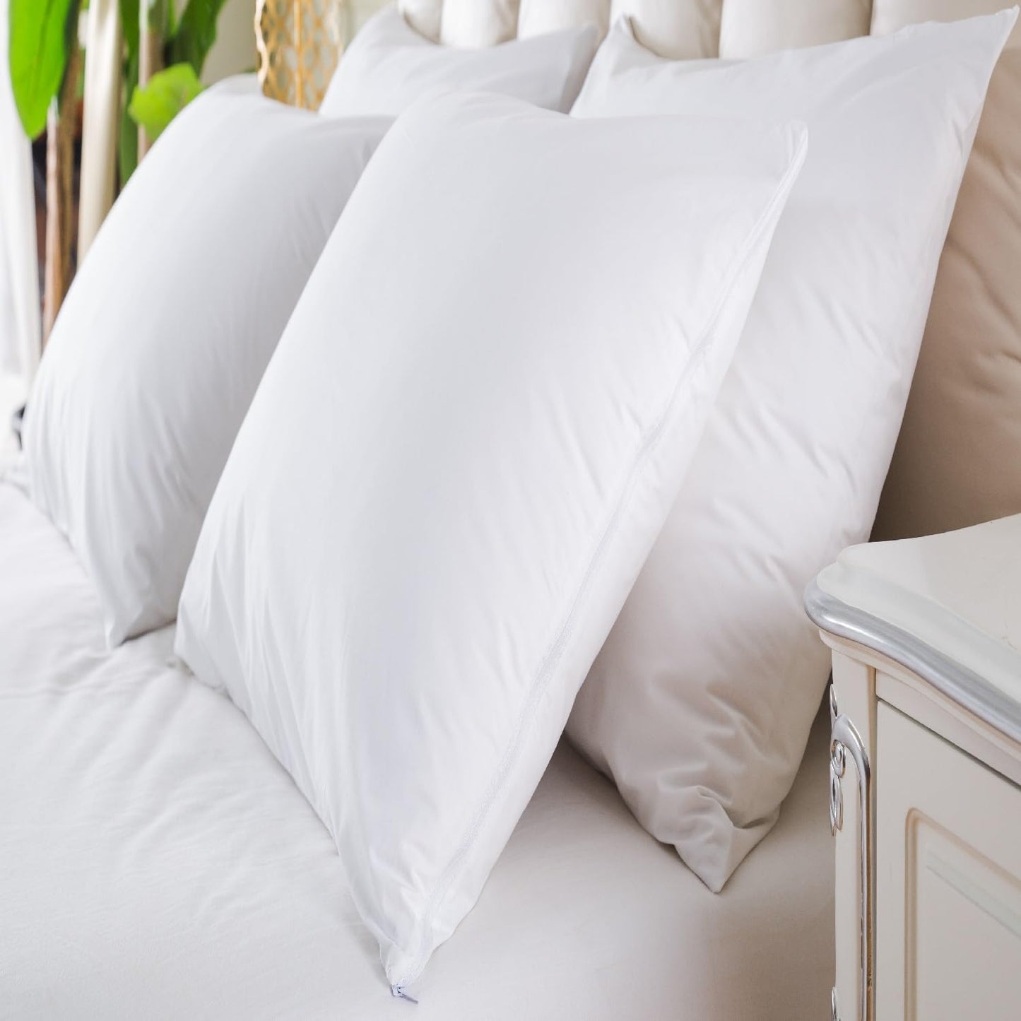 Ultra Soft 4 Pack Pillow Protectors with Zipper Standard Size Breathable Standard Pillow Covers, 100% Safety Against Stains, Dust & Dirt with Pillow Covers, Machine Washable (White 20x26 inch)