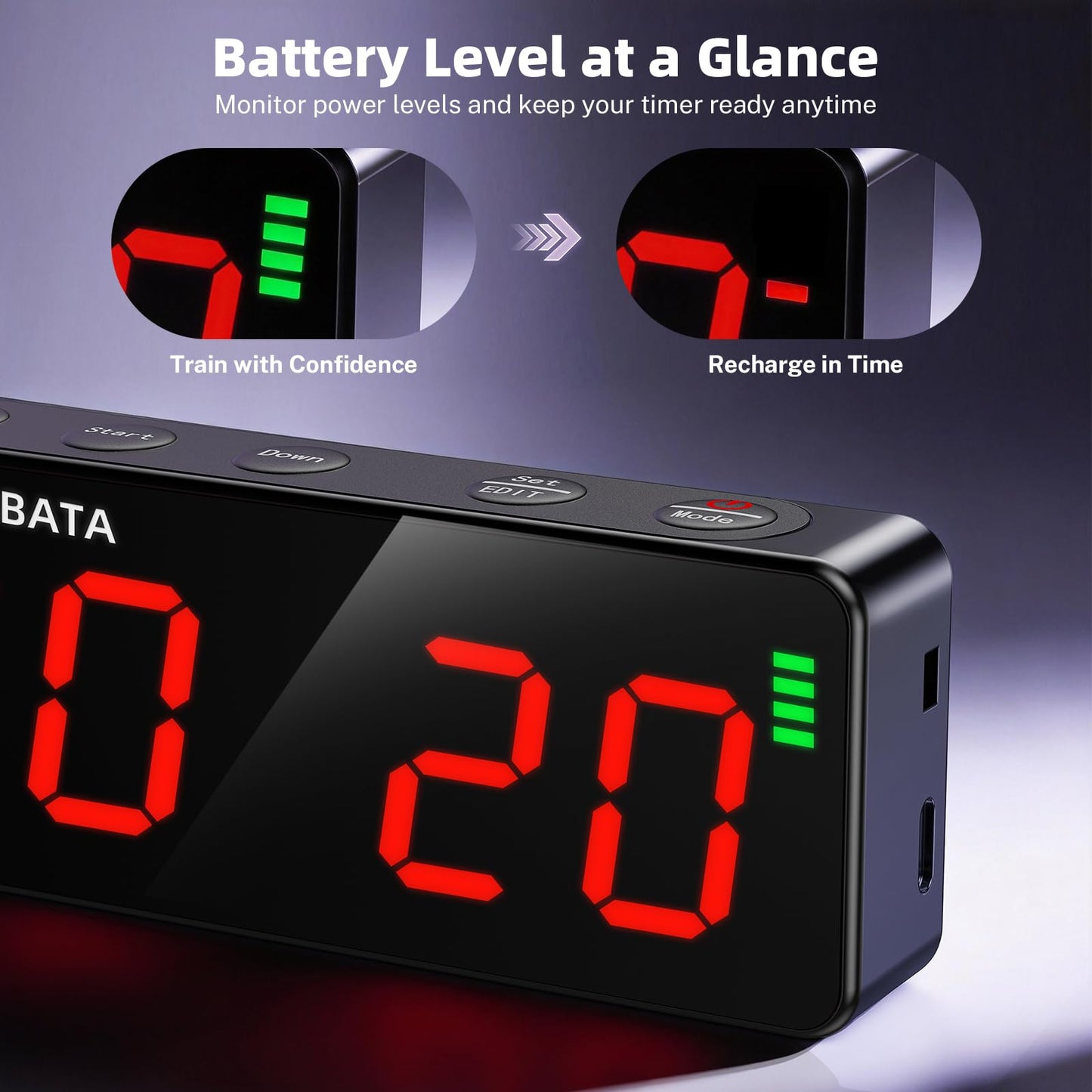 Tempospark Portable Workout Timer, Workout Clock for Home Gym Garage Boxing, Gym Timer Clock with Strong Magnet, Powerful Battery, Adjustable Brightness for Fitness Enthusiasts Coaches