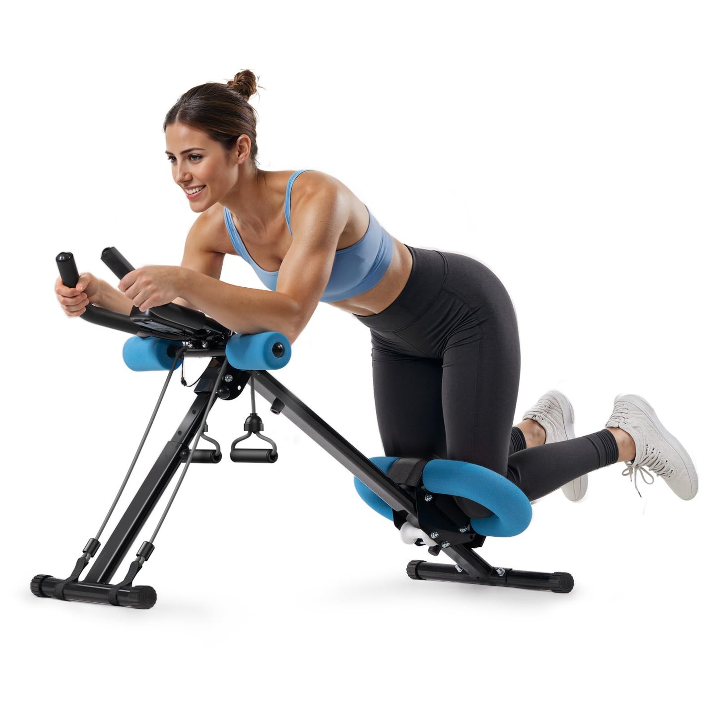 MERACH Ab Machine, Ab Workout Equipment, Adjustable Ab Trainer Machine for Abs Workout at Home Gym, Foldable, Knee Protection, Abdominal Trainer for Stomach Workout (Blue)