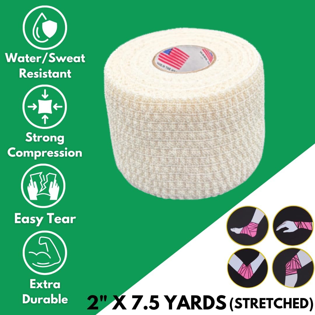 Shield PRO-Stretch Premium Elastic Athletic Tape - 2 Inch 24 Roll Case - Elastic Sports Tape for Training Support Tape for Teams Clinics and Athletic Trainers (540 Total Stretch feet) (White)