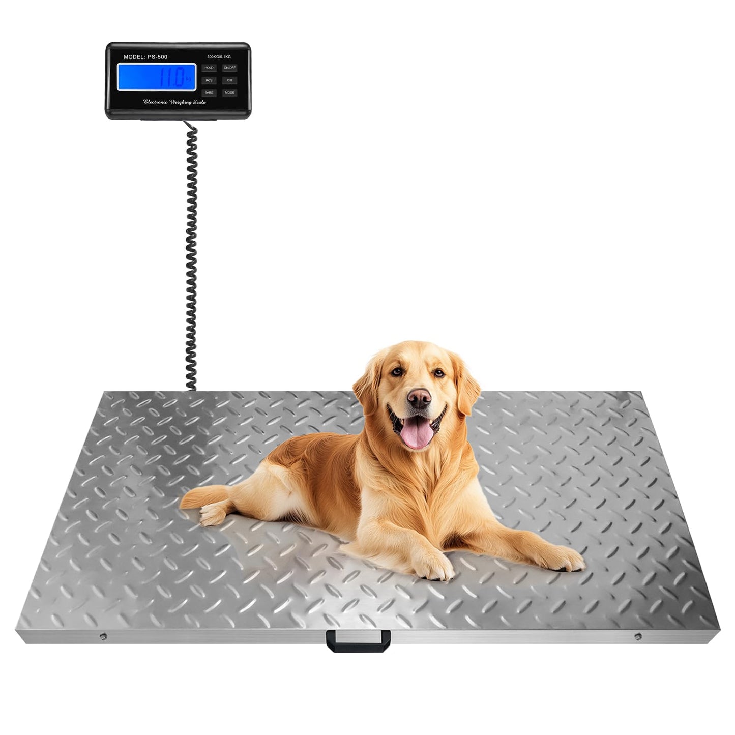 Dog Scales for Large Breed, Livestock Scale, Pet Scale for Large Dog, 1100lb x 0.2lb Animal Scale, LB, KG, OZ, 40.7” X 20.9” Stainless Steel Platform Veterinary Scale for Sheep, Pig, Shipping