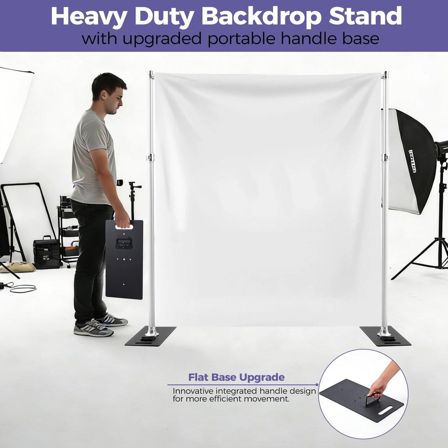 Pipe and Drape Backdrop Stand 9.2x9.2ft, Adjustable Heavy Duty Photo Background Frame with Metal Base & Carry Bag, Professional Event Backdrop System for Wedding, Trade Show, Parties, Photography