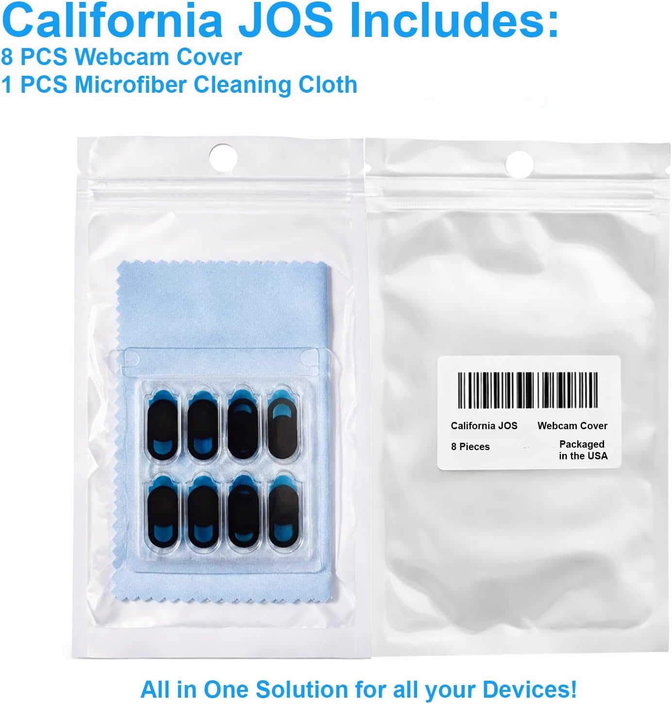 California JOS [8 Pack] 0.03 inch JOS Webcam Cover, Ultra Thin Laptop Camera Cover Slide for iPhone iPad MacBook Pro
