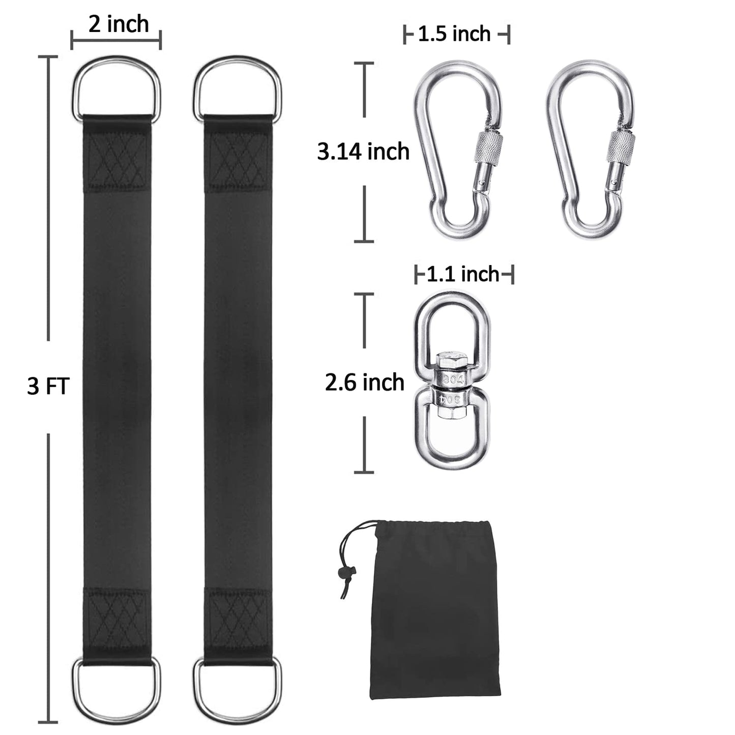 Werflyto Safe Tree Swing Hanging Straps Kit, 3FT/10FT/15FT/20FT, Heavy Duty Holds 5500LBS Extra Long Adjustable Tree Swing Straps, Easy & Fast Way to Hang Any Swing or Hammock(3 FT)
