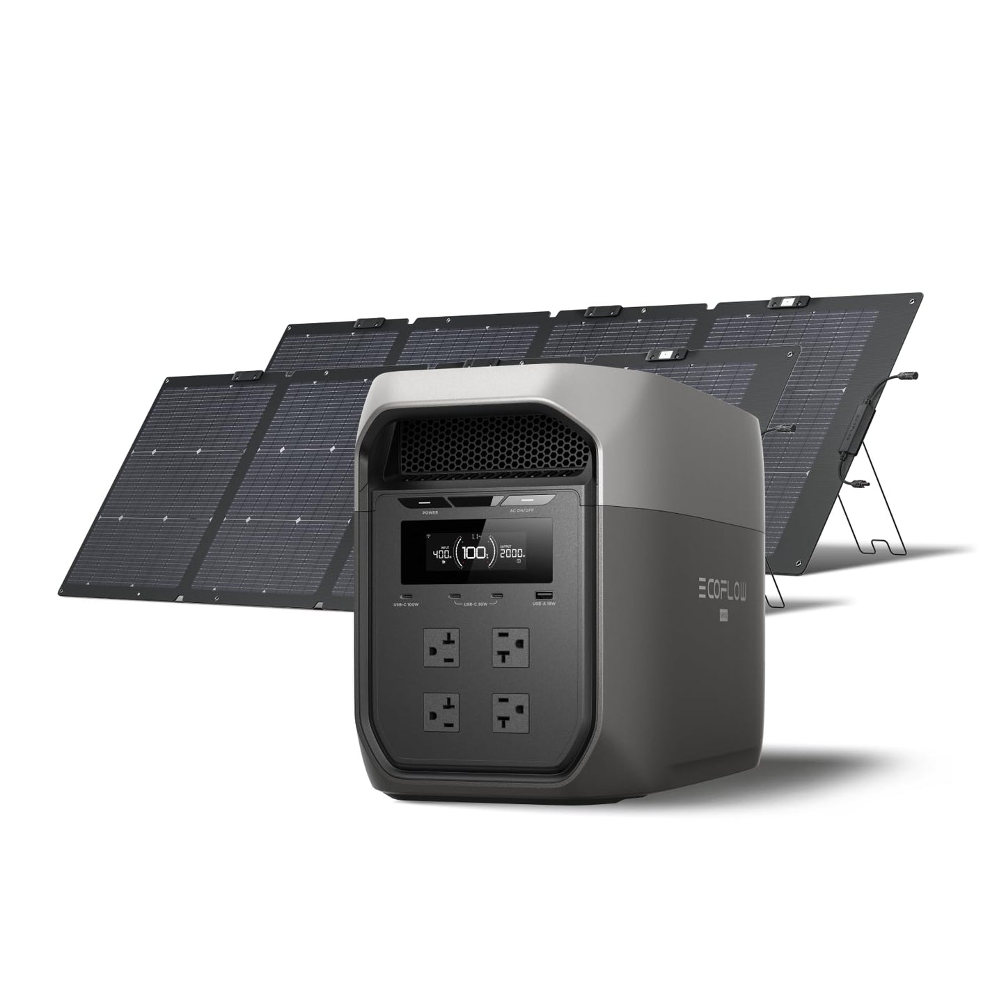 EF ECOFLOW Portable Power Station DELTA 3 MAX with 2x220W Solar Panel, 3400W X-Boost Output, Ultra-Fast 0-80% Charging in 1.13 Hr, Home Backup & RV Camping