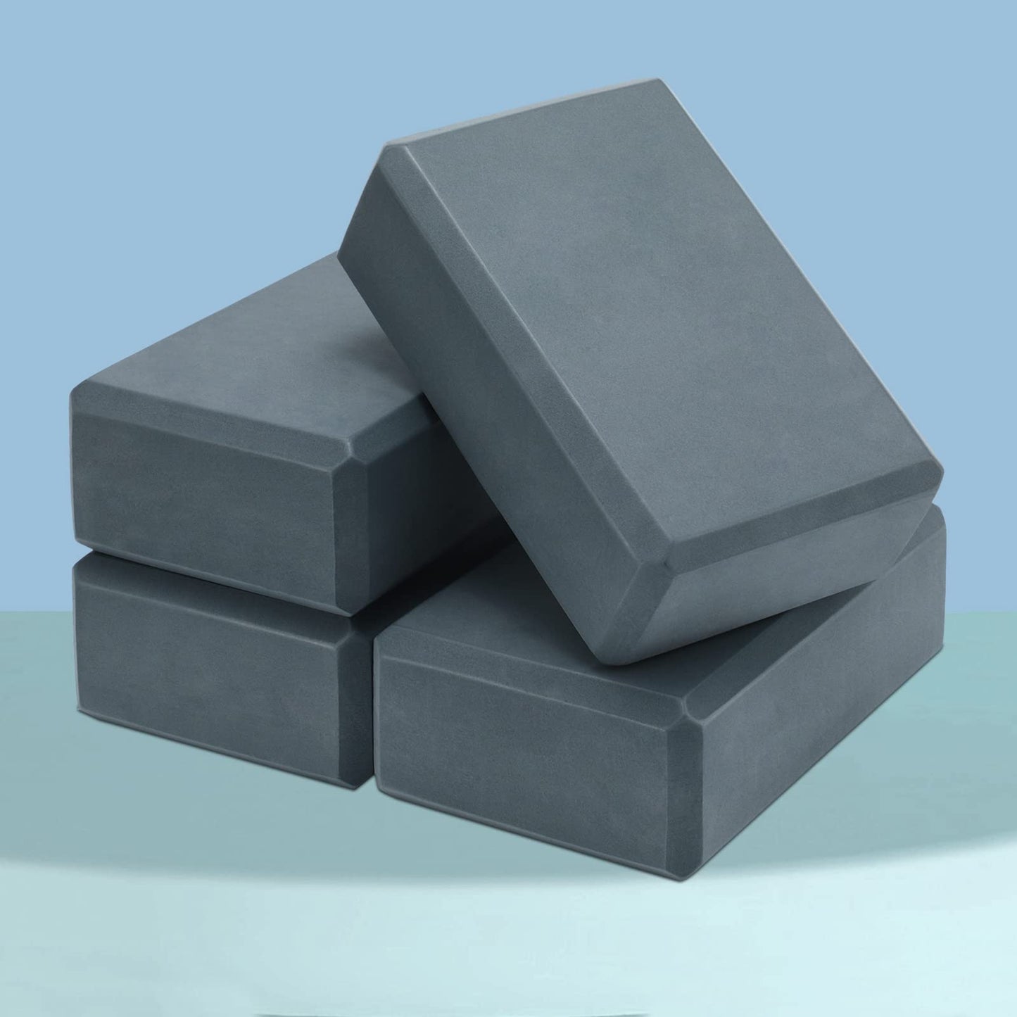 4 Pcs Yoga Blocks Soft EVA Foam Supportive Yoga Brick Non Slip Exercise Block Equipment for Pilates Exercise Workout Meditation Supplies, Grey, 9 x 6 x 3 Inches