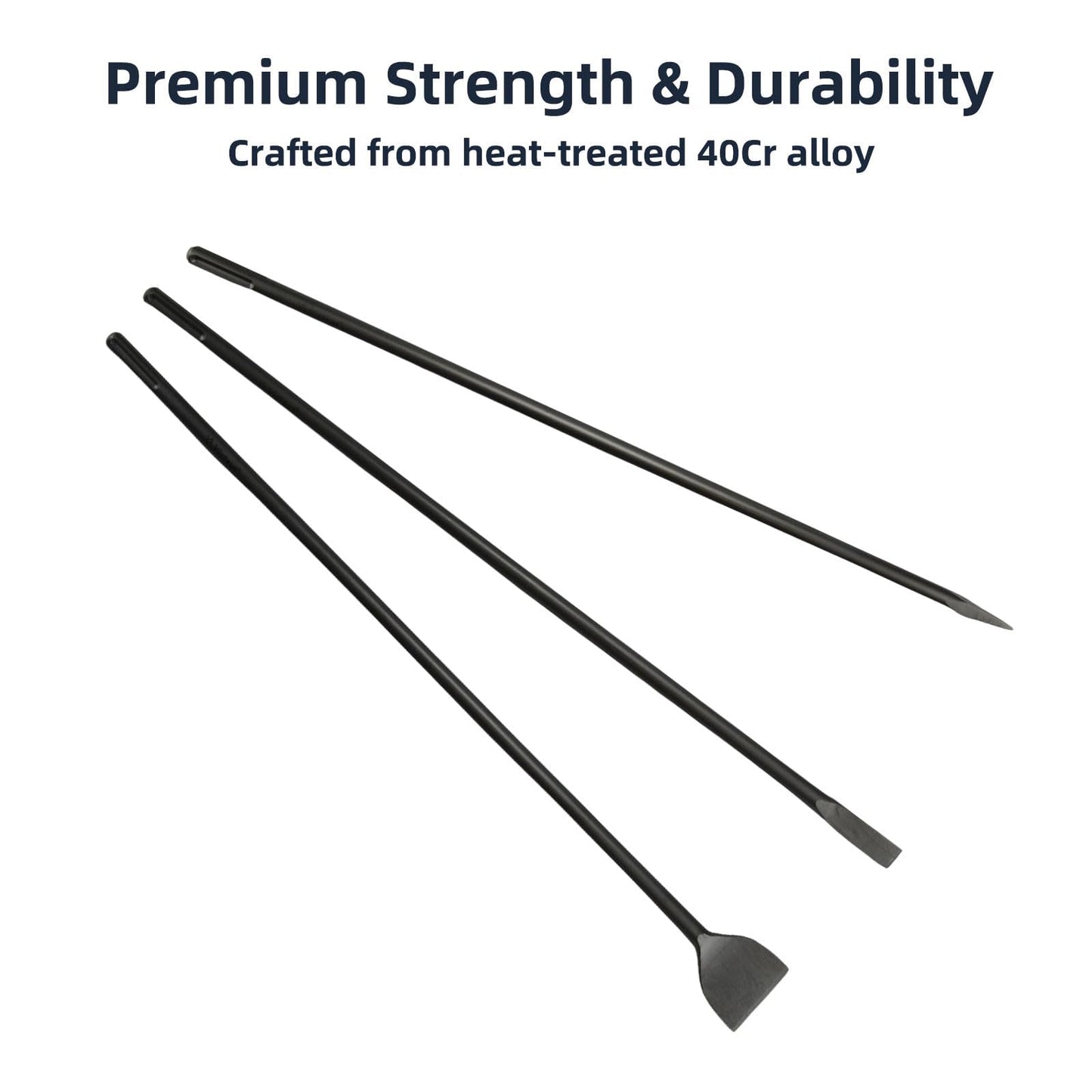 32" SDS Max 3pc Set - 1 Inch Flat Chisel, Point Chisel and 3 Inch Scaling Chisels - Masonry Concrete Drill Bit Set 40Cr Steel SDS Max Bits Rotary Hammer Drill for Brick Stone Concrete