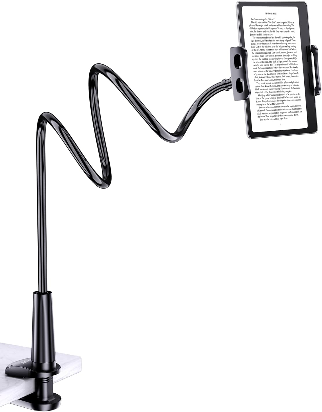 Tryone 30in 4.7-10.5 30in Gooseneck Kindle&Tablet Holder for Bed Hands-Free Reading on Bed Headboard for iPad, Kindle