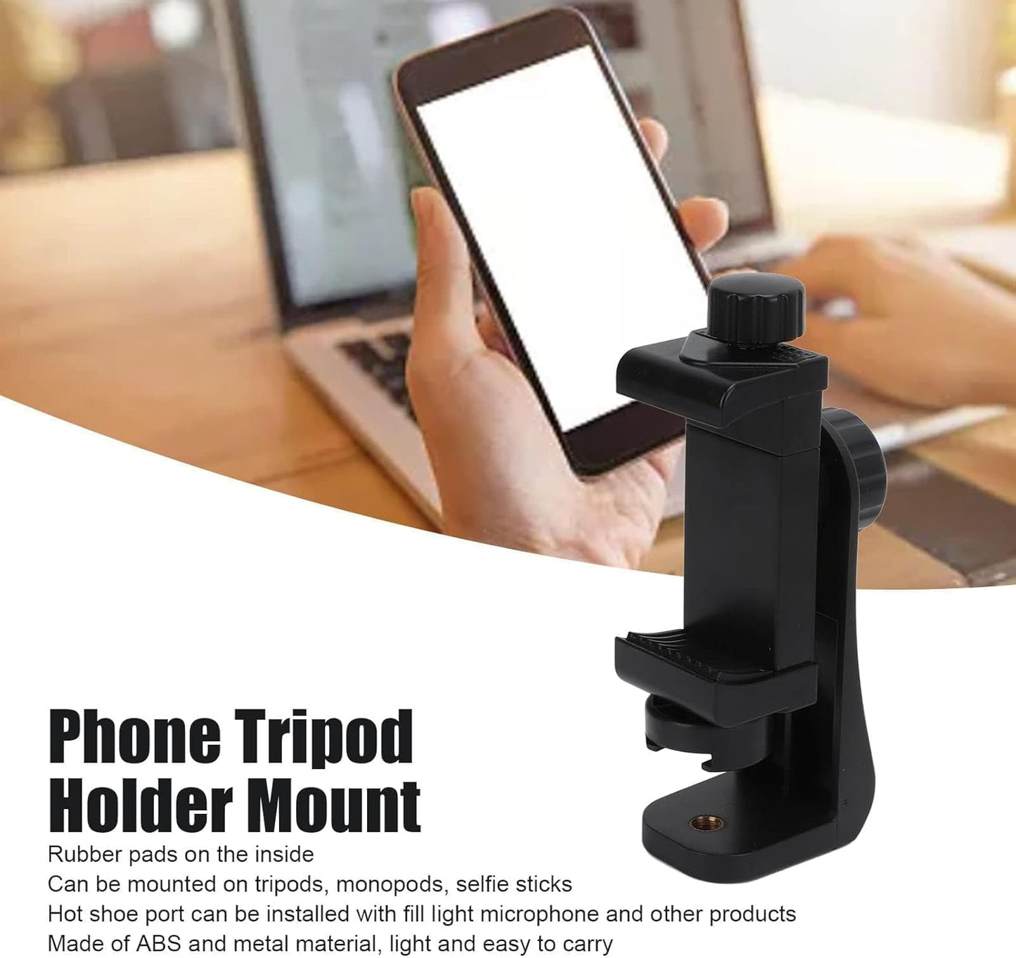 Cyrank 360 Tripod Phone Mount Holder Head Standard Screw Adapter Degree Rotatable Digtal Camera Bracket for Most