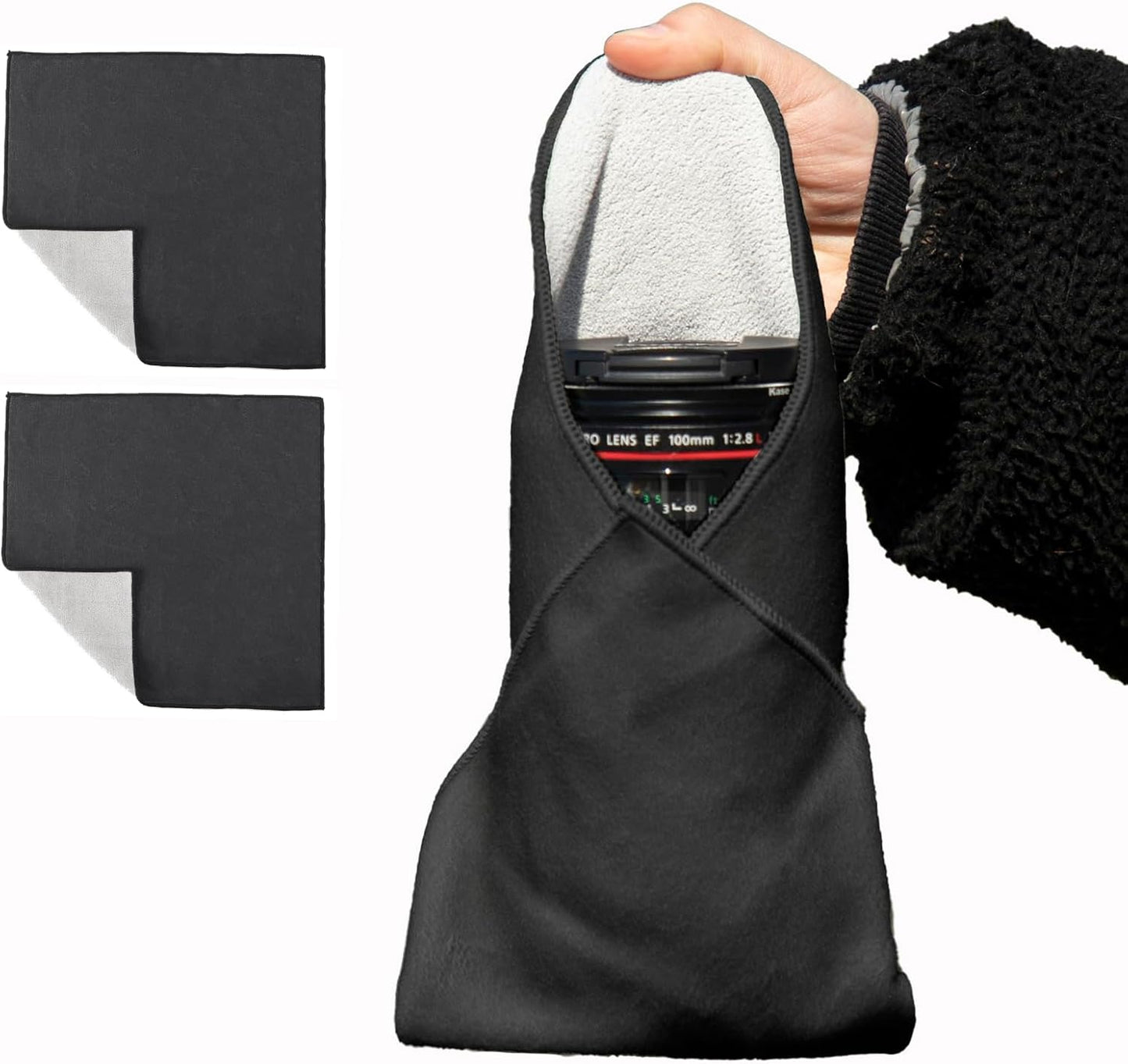 2 Pack 17.7''*17.7 Camera Protective Wrap, Lens Protector, Magic Self-Adhesive Cloth for DSLR/Camera